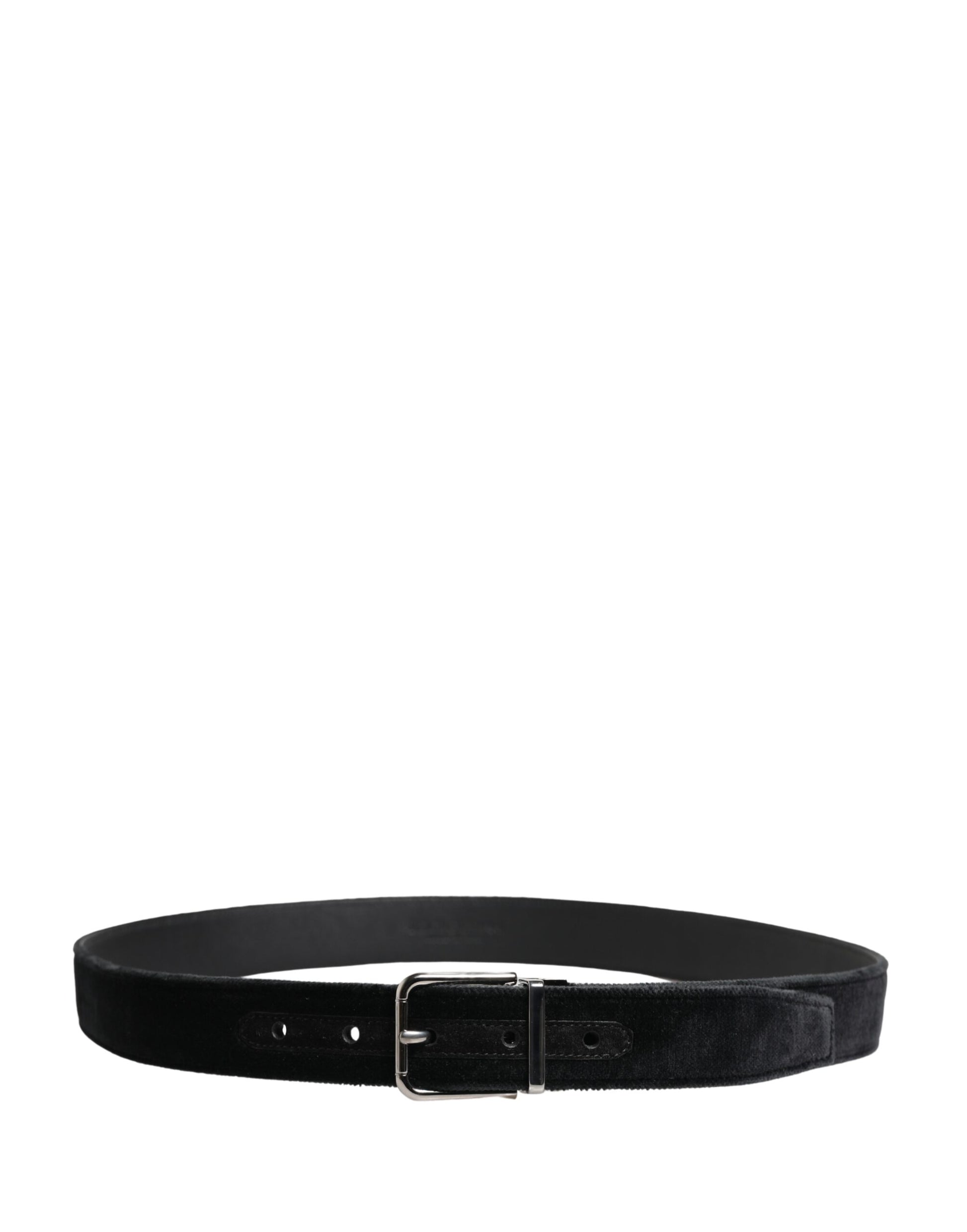 Dolce & Gabbana Black Suede Silver Tone Metal Buckle Men Belt Curated Luxury Accessories by Orvyn