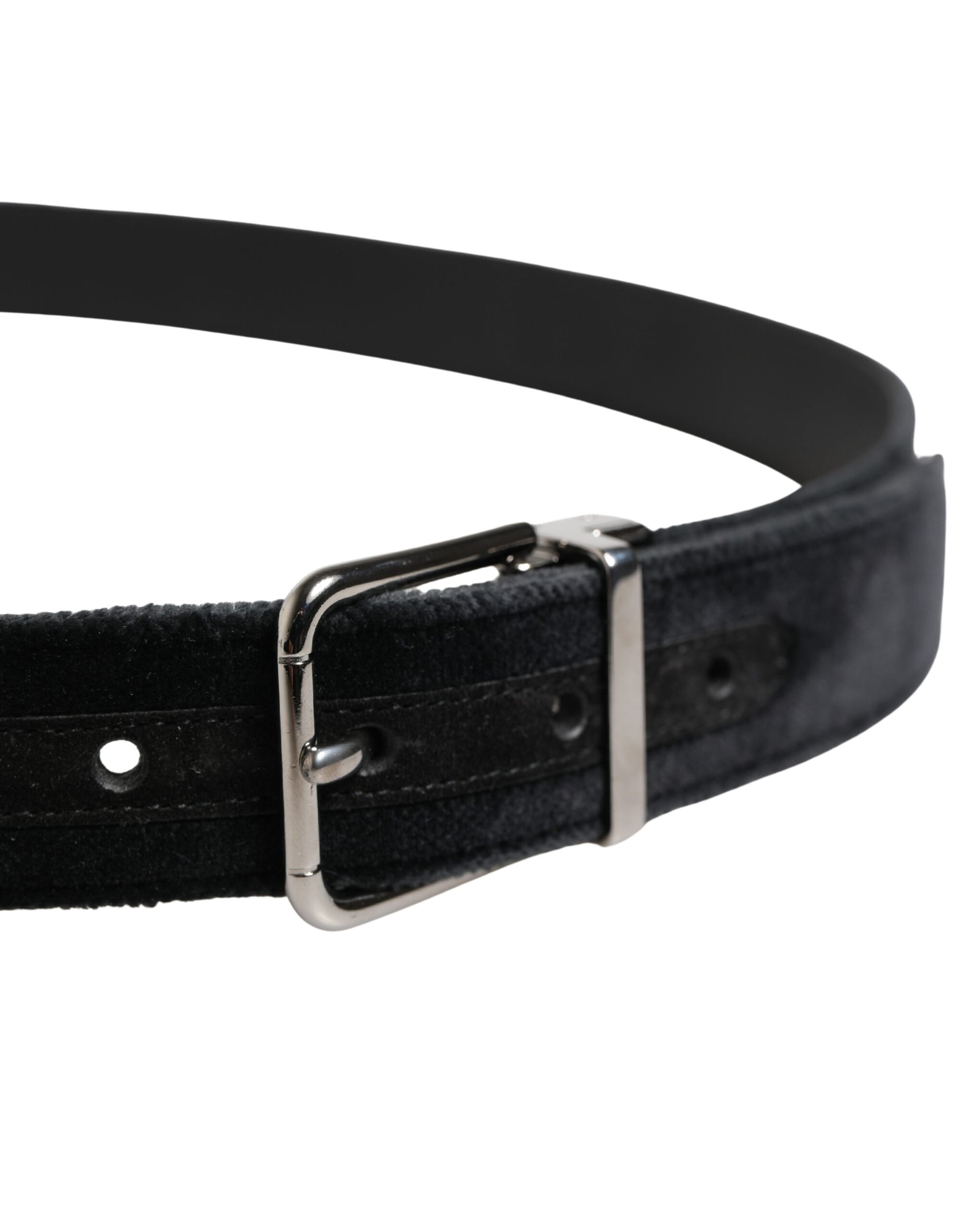 Dolce & Gabbana Black Suede Silver Tone Metal Buckle Men Belt Curated Luxury Accessories by Orvyn