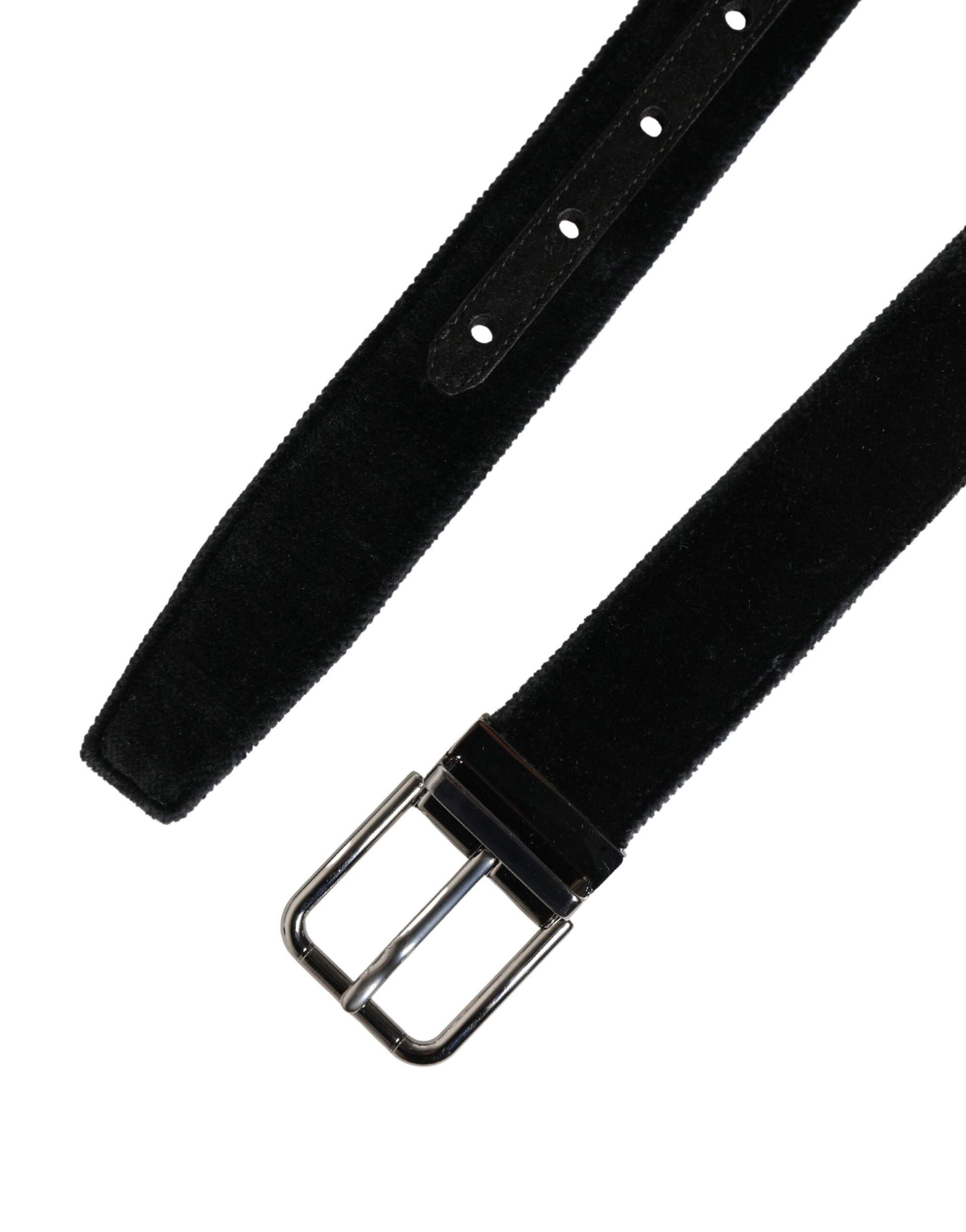 Dolce & Gabbana Black Suede Silver Tone Metal Buckle Men Belt Curated Luxury Accessories by Orvyn