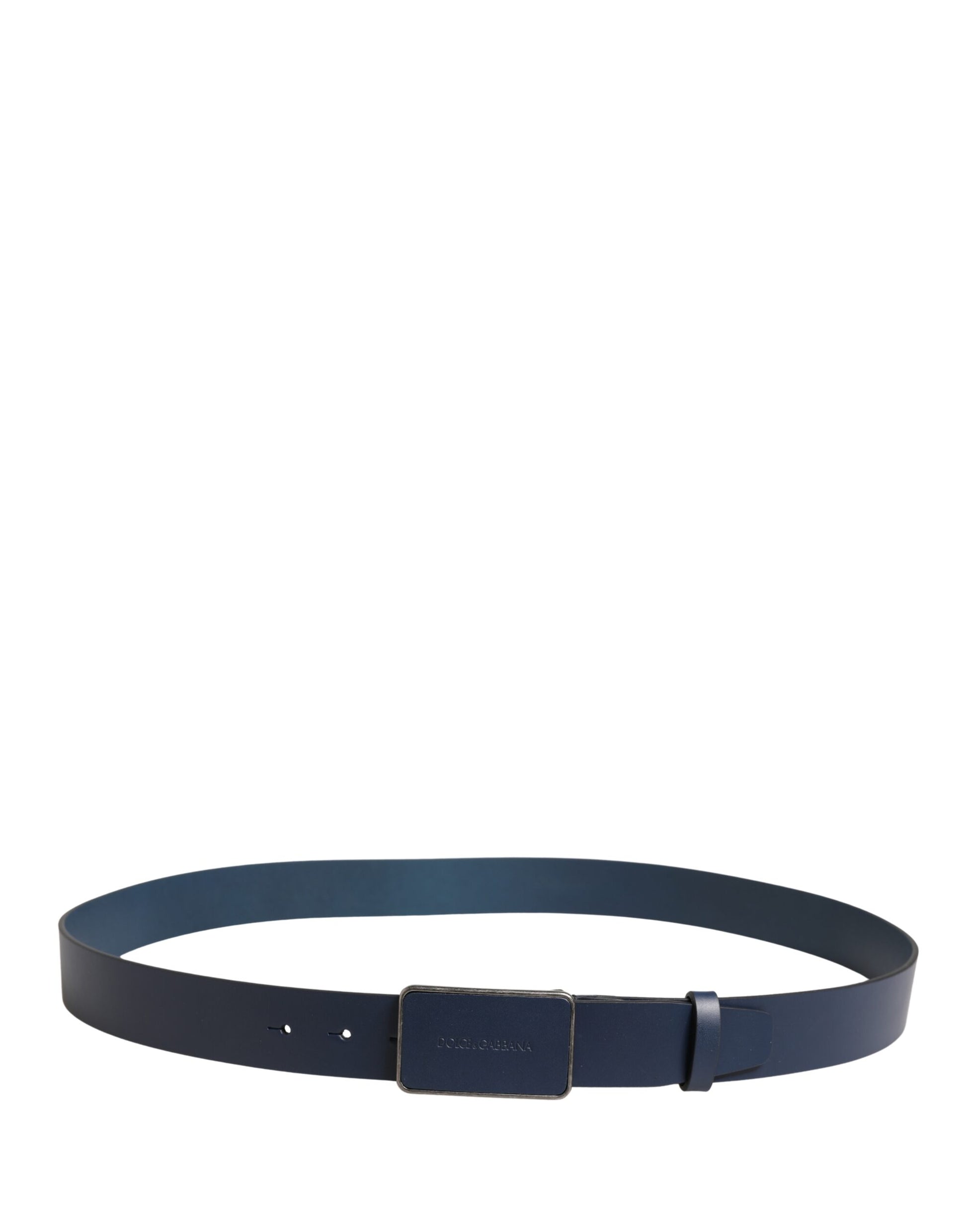 Dolce & Gabbana Blue Leather Logo Metal Buckle Men Belt Curated Luxury Accessories by Orvyn