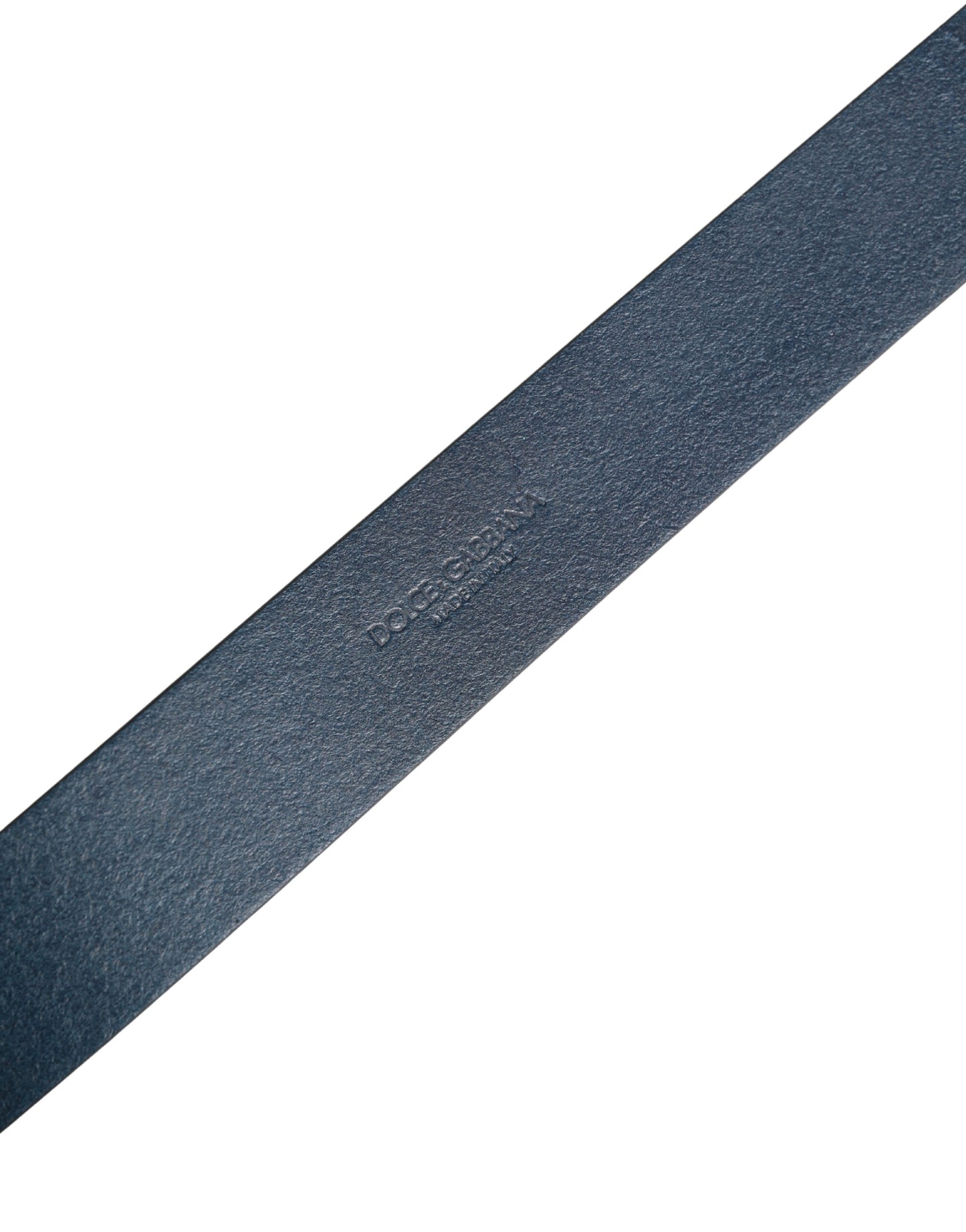 Dolce & Gabbana Blue Leather Logo Metal Buckle Men Belt Curated Luxury Accessories by Orvyn