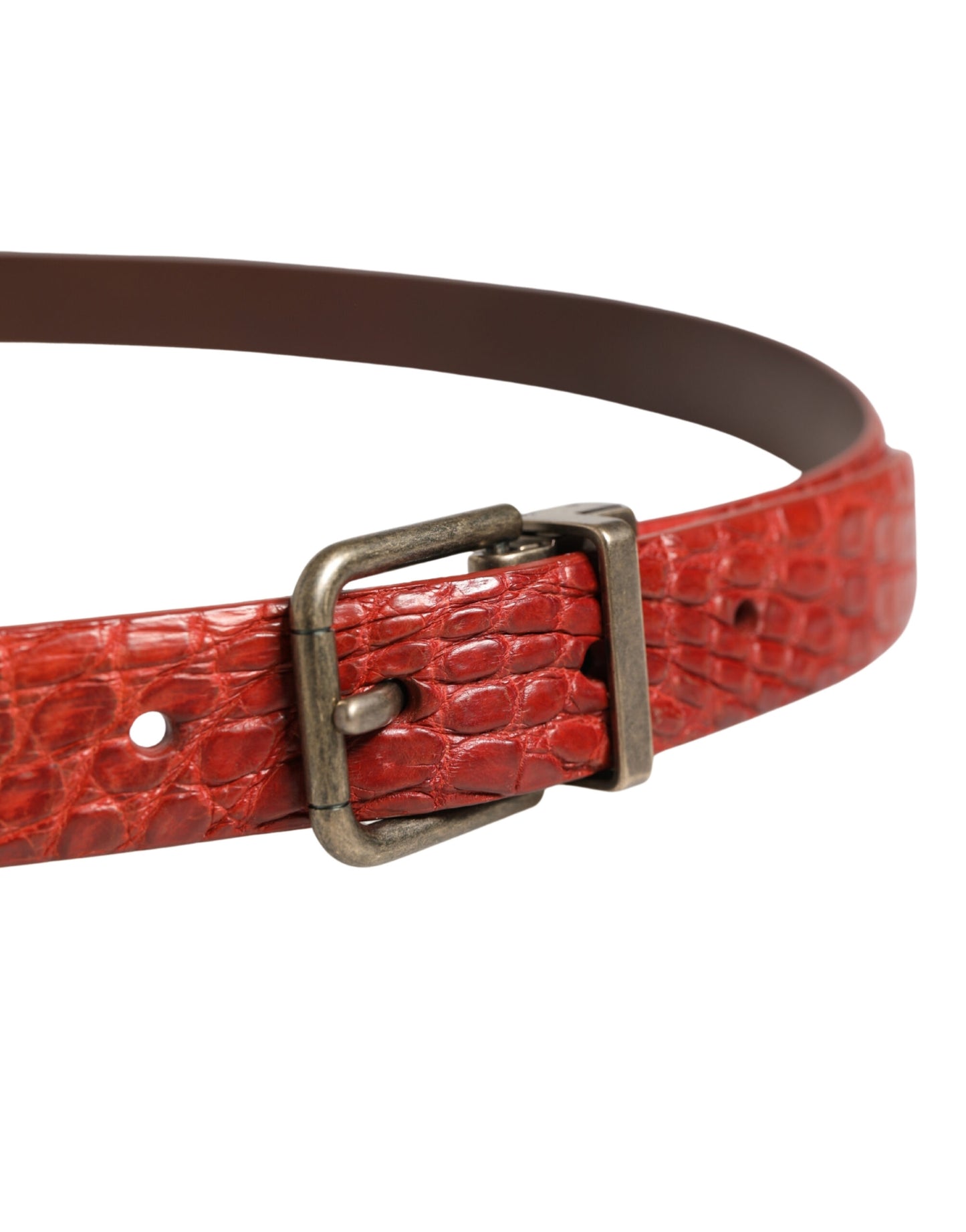 Dolce & Gabbana Red Leather Gold Tone Metal Buckle Men Belt Curated Luxury Accessories by Orvyn