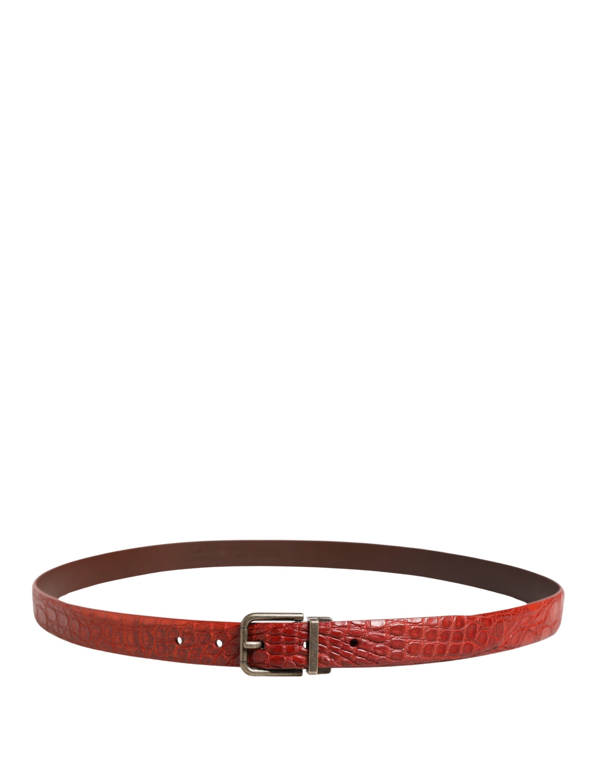 Dolce & Gabbana Red Leather Gold Tone Metal Buckle Men Belt Curated Luxury Accessories by Orvyn
