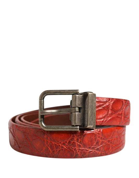Dolce & Gabbana Red Leather Gold Tone Metal Buckle Men Belt Curated Luxury Accessories by Orvyn