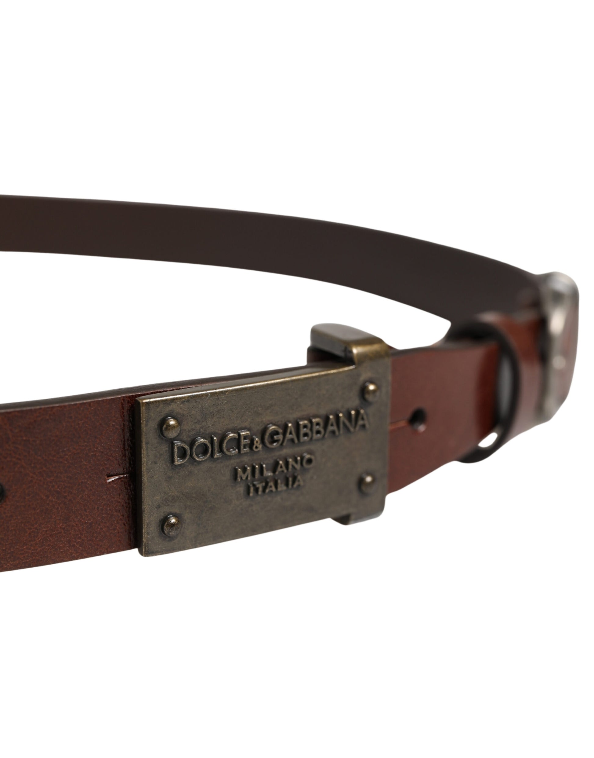 Dolce & Gabbana Brown Leather Logo Metal Buckle Men Belt Curated Luxury Accessories by Orvyn