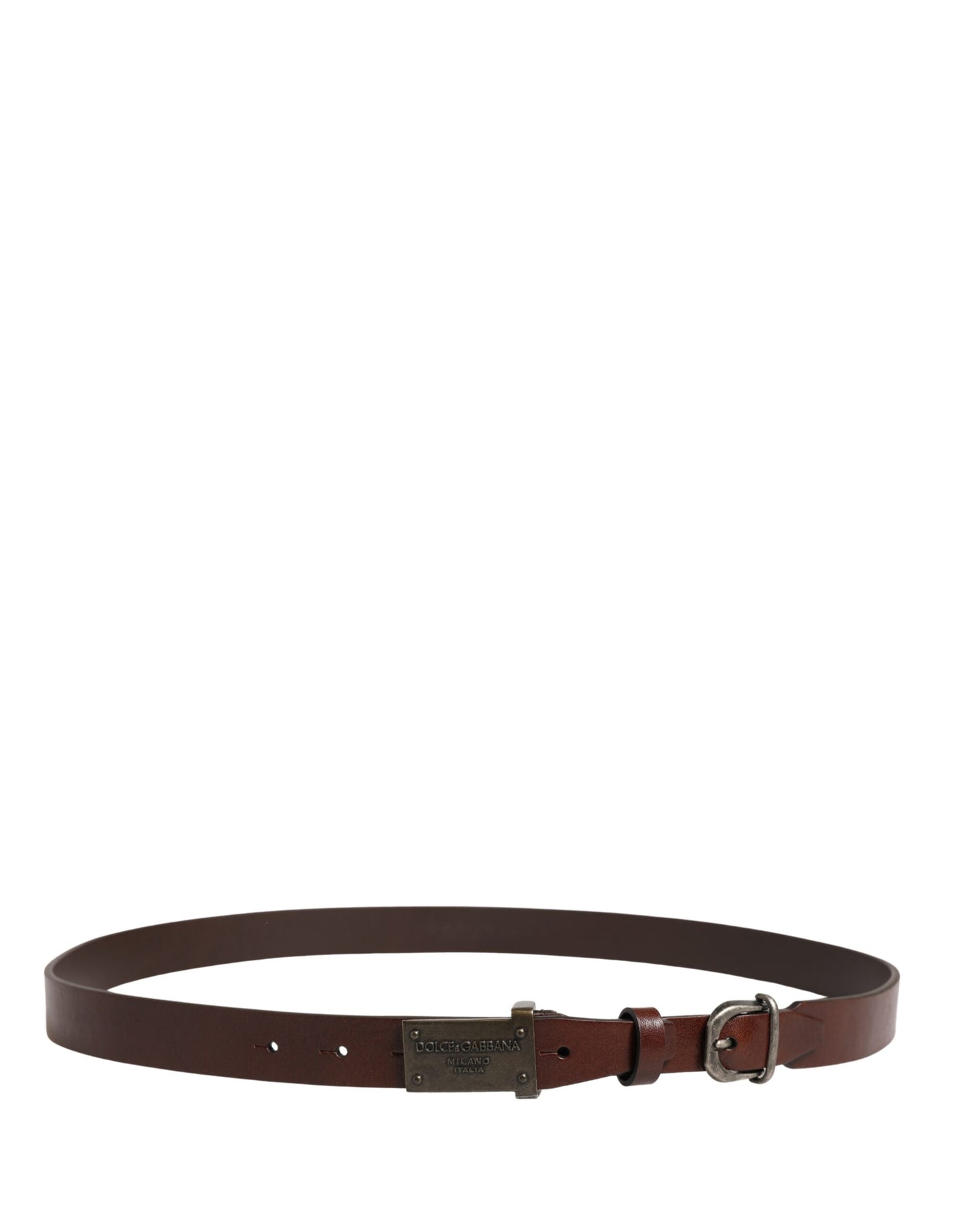 Dolce & Gabbana Brown Leather Logo Metal Buckle Men Belt Curated Luxury Accessories by Orvyn