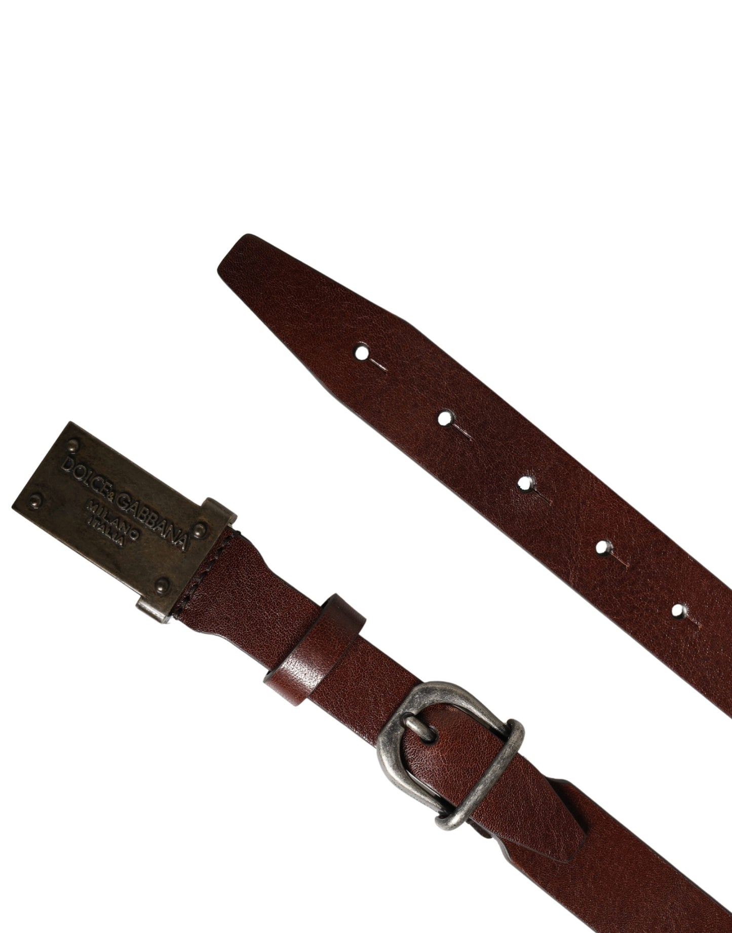 Dolce & Gabbana Brown Leather Logo Metal Buckle Men Belt Curated Luxury Accessories by Orvyn