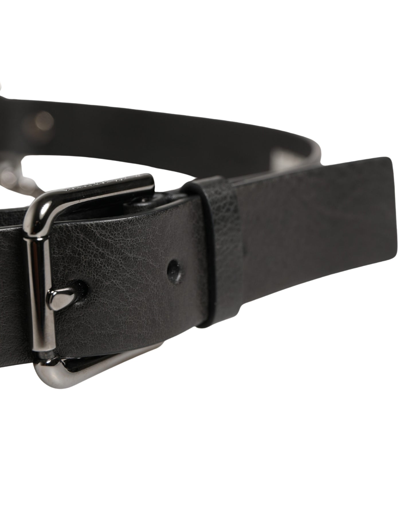 Dolce & Gabbana Black Leather Silver Chain Waist Men Belt Curated Luxury Accessories by Orvyn