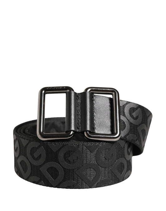 Dolce & Gabbana Black Logo Monogram Silver Metal Buckle Belt Curated Luxury Accessories by Orvyn