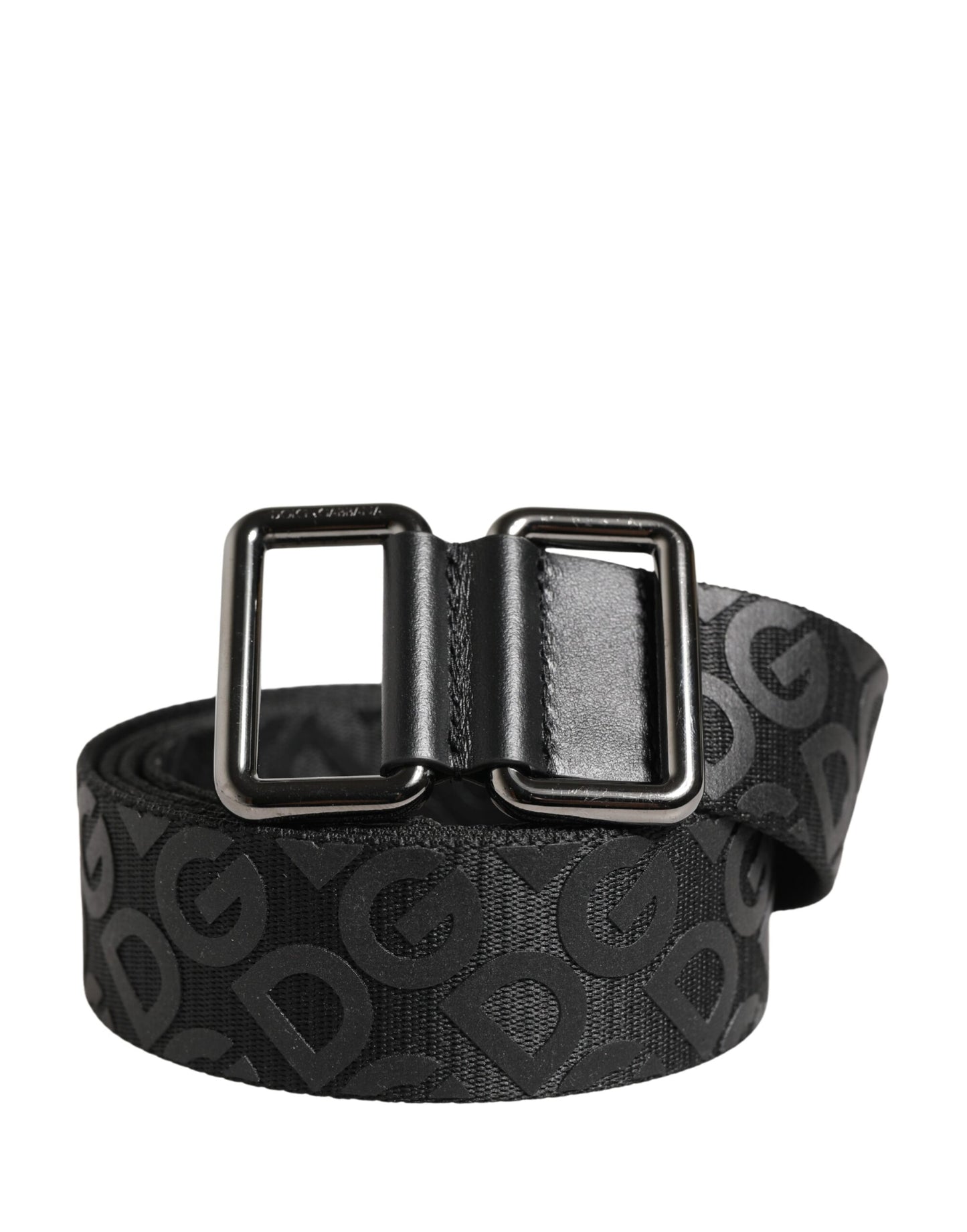 Dolce & Gabbana Black Logo Monogram Silver Metal Buckle Belt Curated Luxury Accessories by Orvyn
