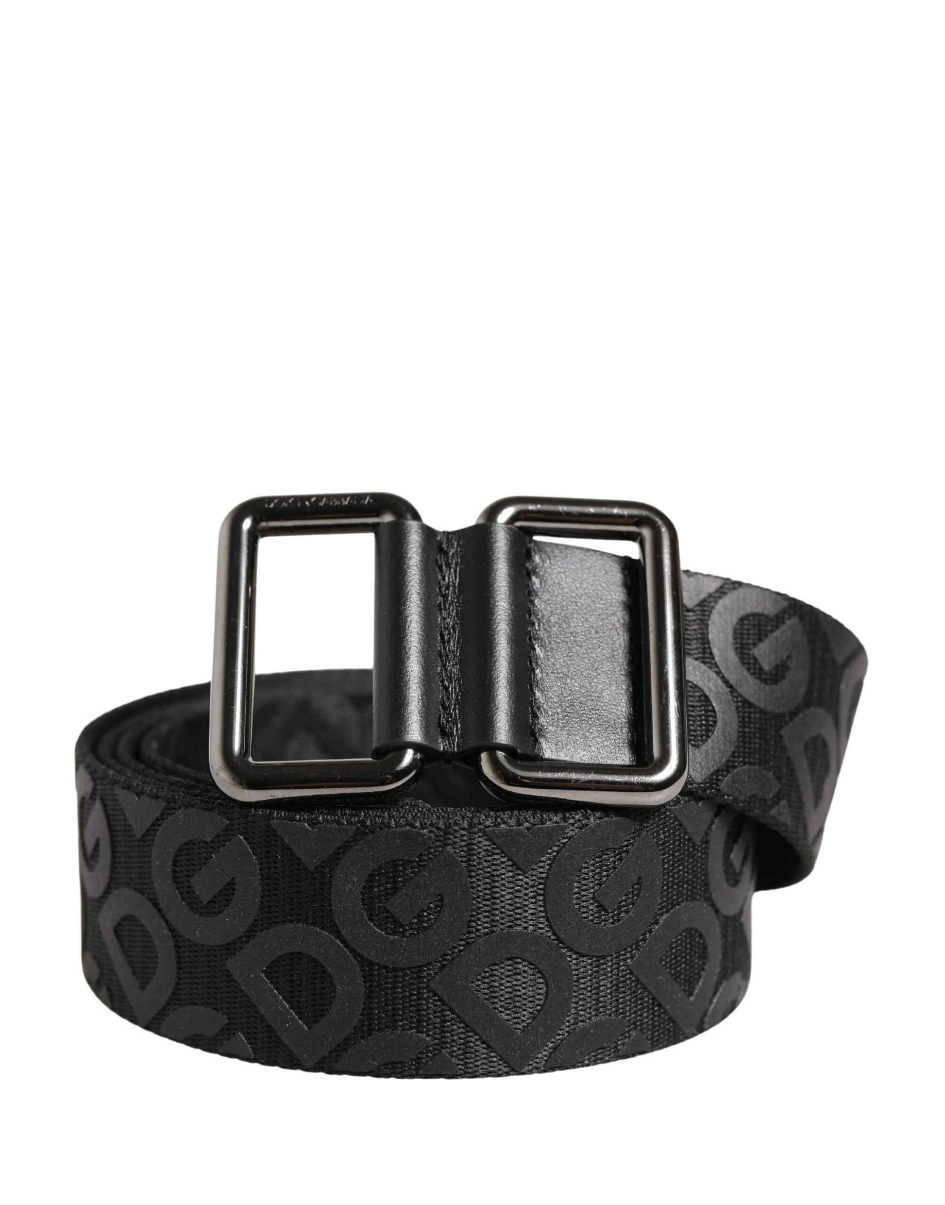 Dolce & Gabbana Black Logo Monogram Silver Metal Buckle Belt Curated Luxury Accessories by Orvyn