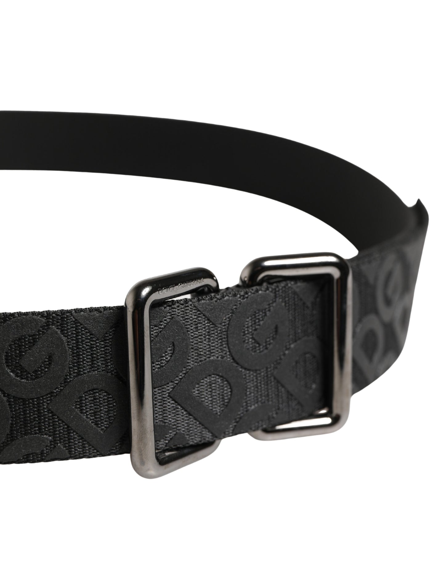 Dolce & Gabbana Black Logo Monogram Silver Metal Buckle Belt Curated Luxury Accessories by Orvyn