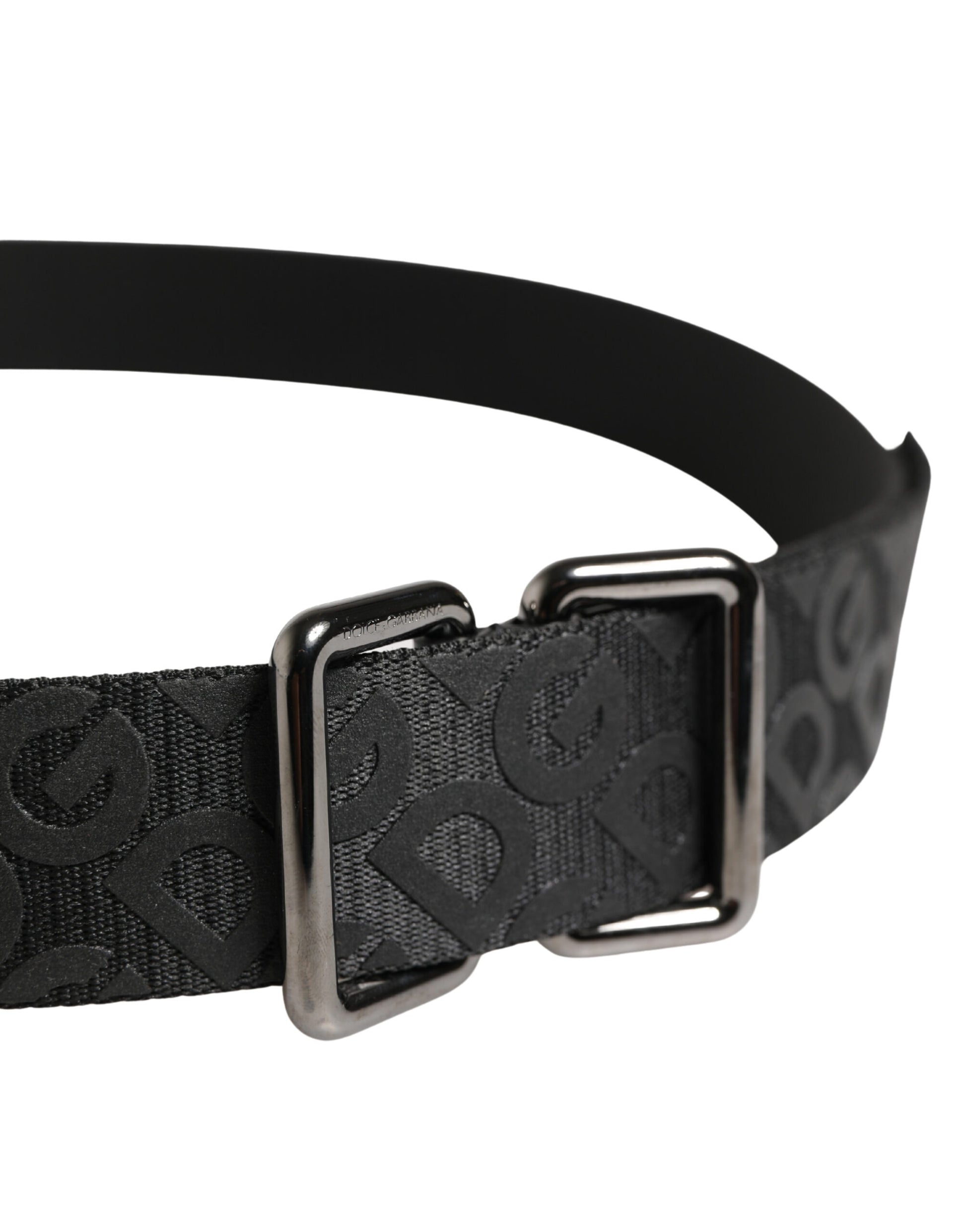 Dolce & Gabbana Black Logo Monogram Silver Metal Buckle Belt Curated Luxury Accessories by Orvyn