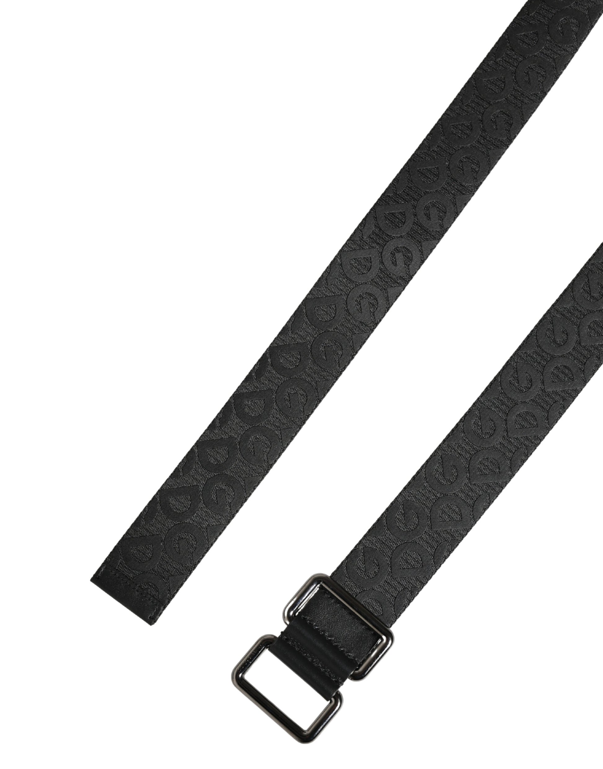 Dolce & Gabbana Black Logo Monogram Silver Metal Buckle Belt Curated Luxury Accessories by Orvyn