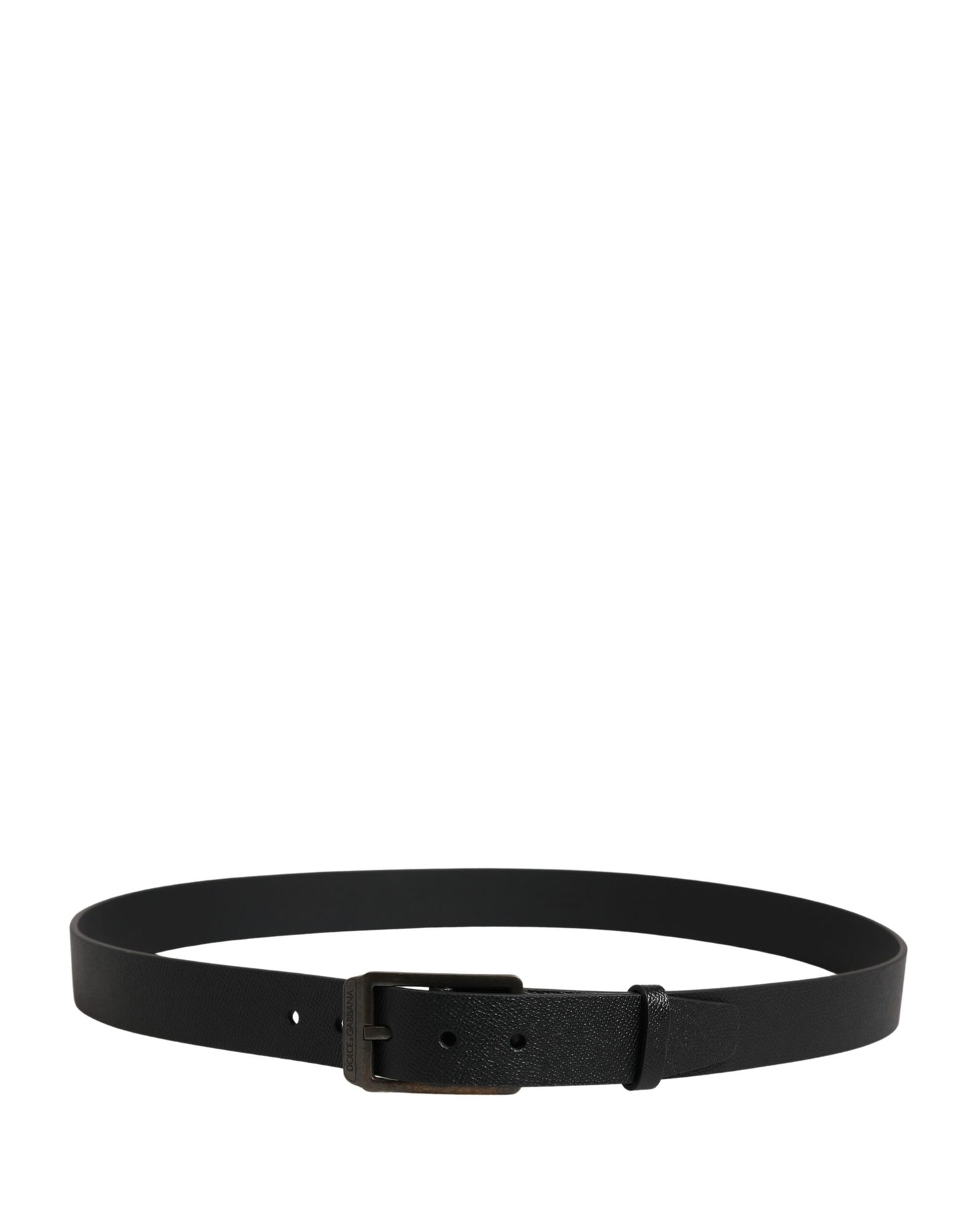Dolce & Gabbana Black Calf Leather Gold Metal Buckle Belt Curated Luxury Accessories by Orvyn