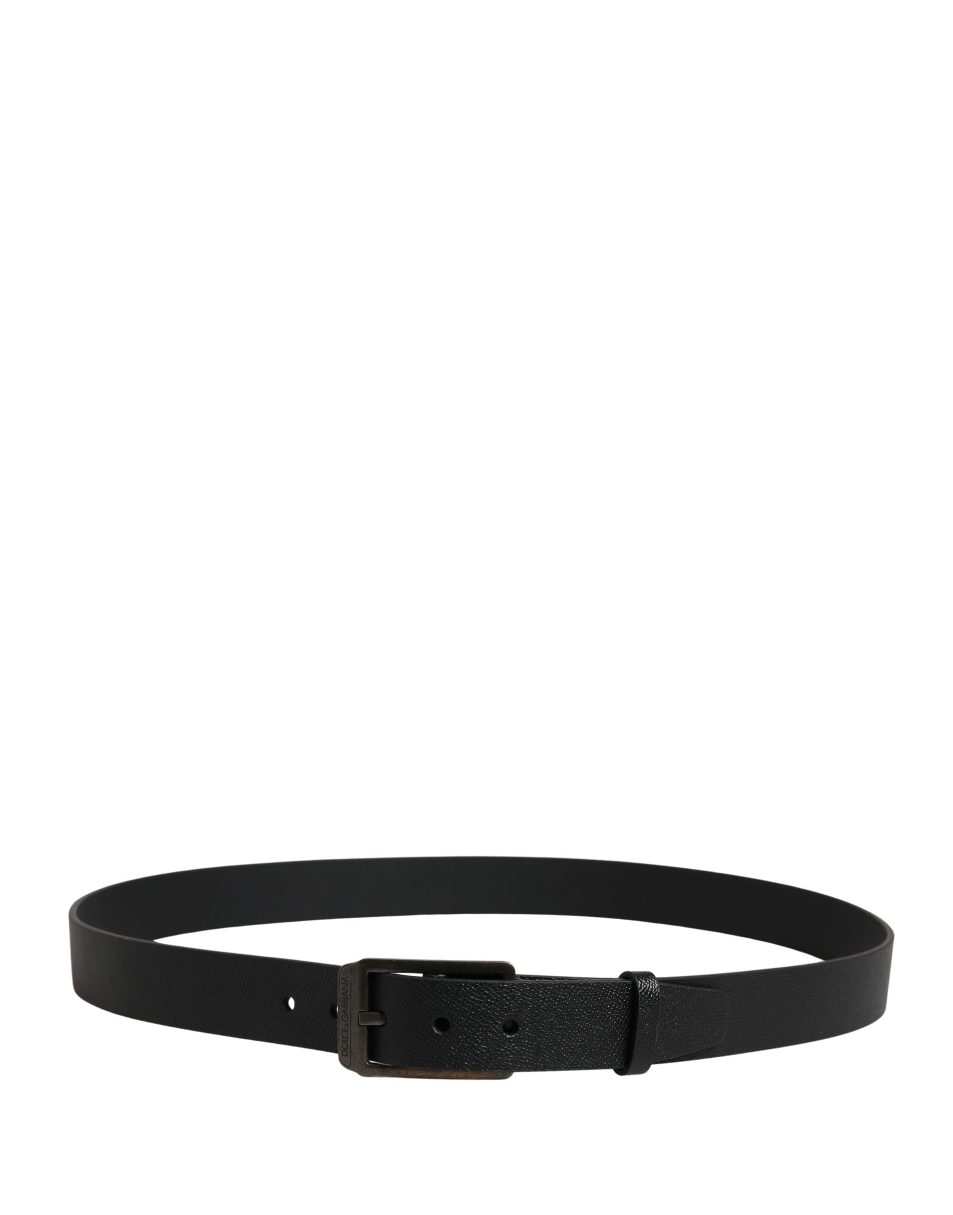 Dolce & Gabbana Black Calf Leather Gold Metal Buckle Belt Curated Luxury Accessories by Orvyn