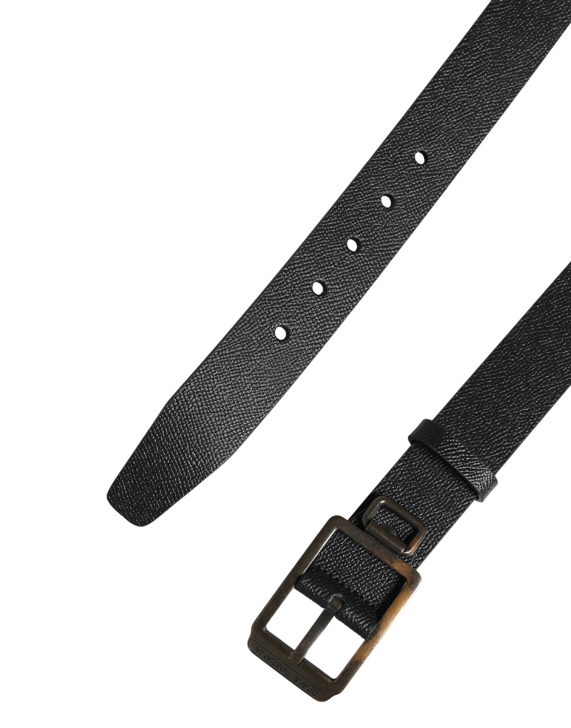 Dolce & Gabbana Black Calf Leather Gold Metal Buckle Belt Curated Luxury Accessories by Orvyn