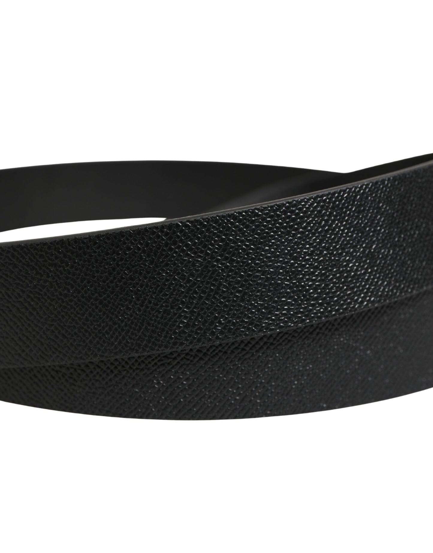 Dolce & Gabbana Black Calf Leather Silver Metal Buckle Belt Curated Luxury Accessories by Orvyn