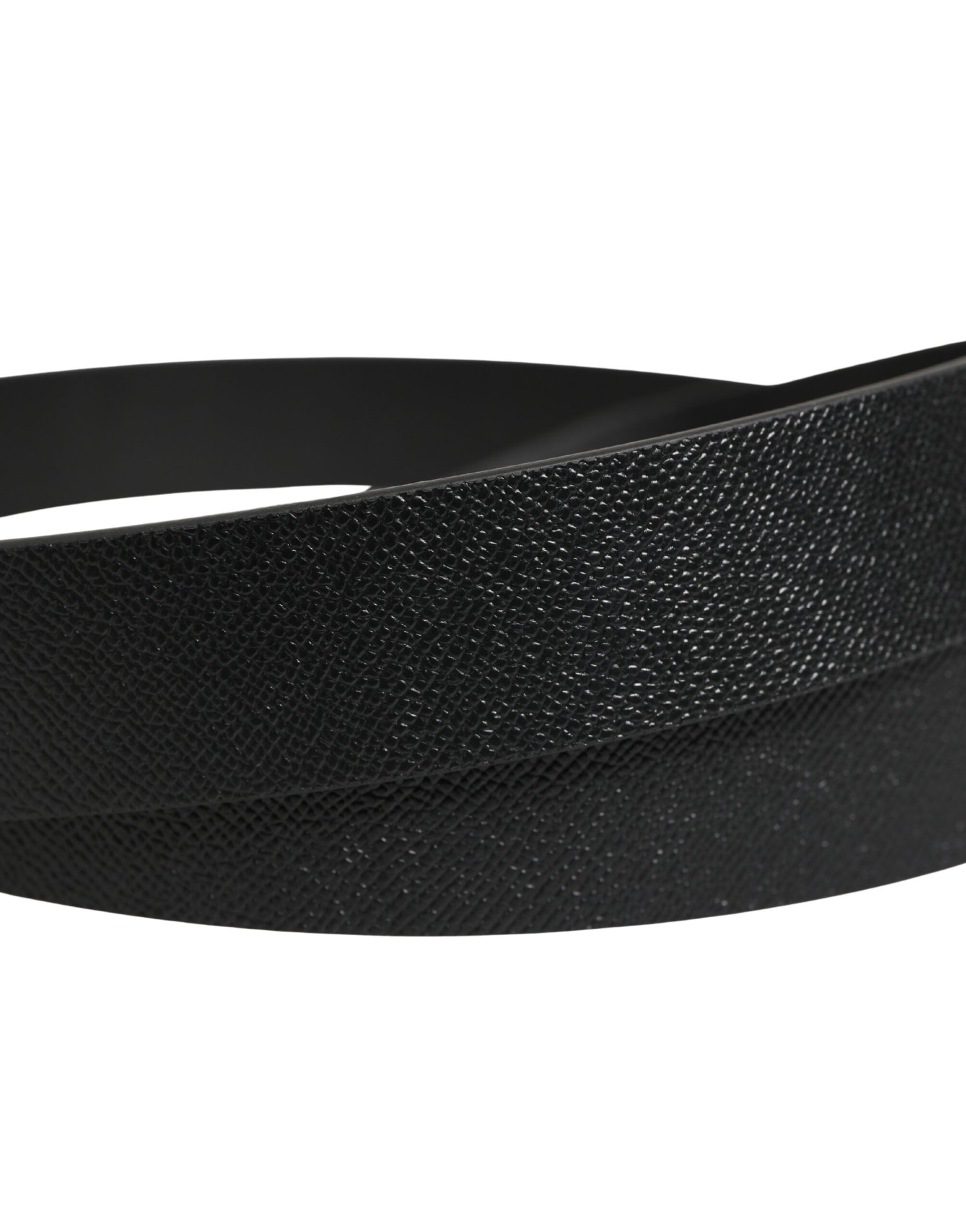 Dolce & Gabbana Black Calf Leather Silver Metal Buckle Belt Curated Luxury Accessories by Orvyn