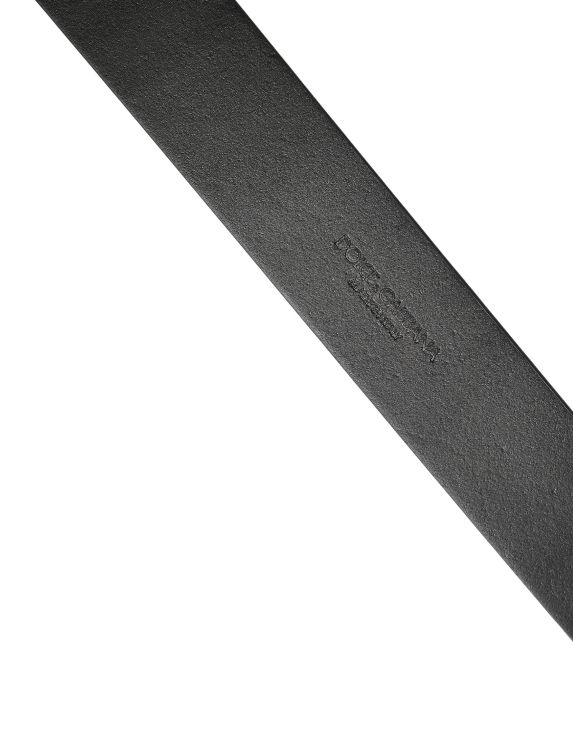 Dolce & Gabbana Black Calf Leather Silver Metal Buckle Belt Curated Luxury Accessories by Orvyn