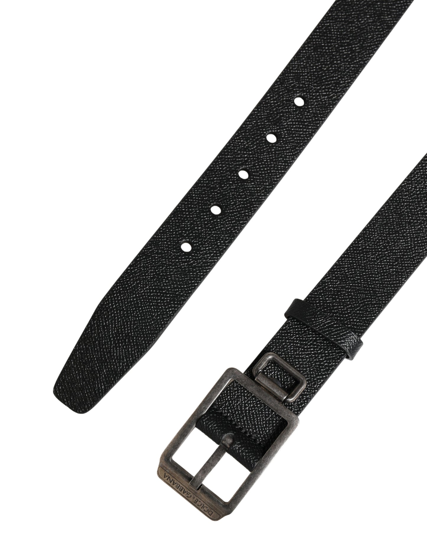 Dolce & Gabbana Black Calf Leather Silver Metal Buckle Belt Curated Luxury Accessories by Orvyn