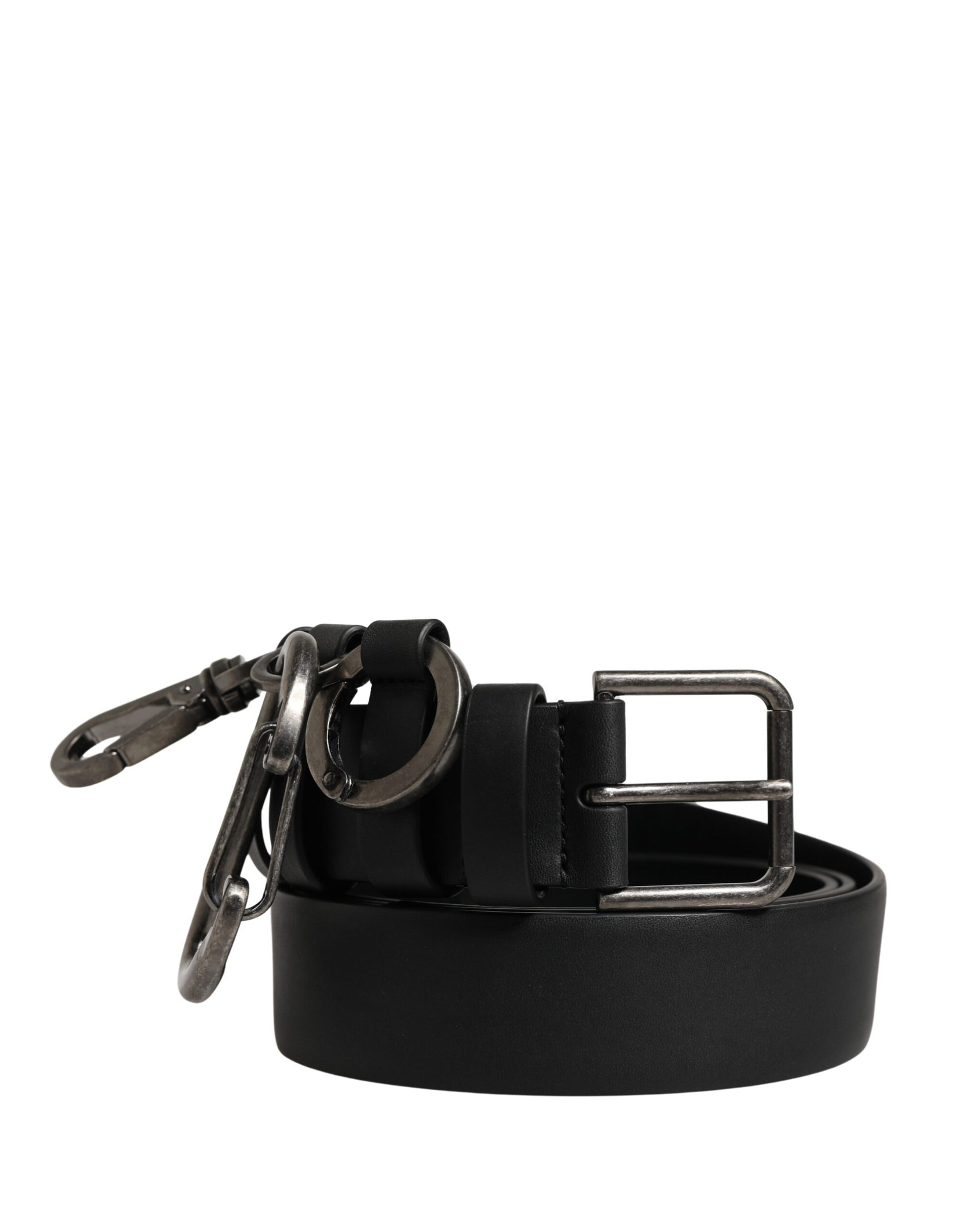 Dolce & Gabbana Black Calf Leather Silver Metal Buckle Belt Curated Luxury Accessories by Orvyn