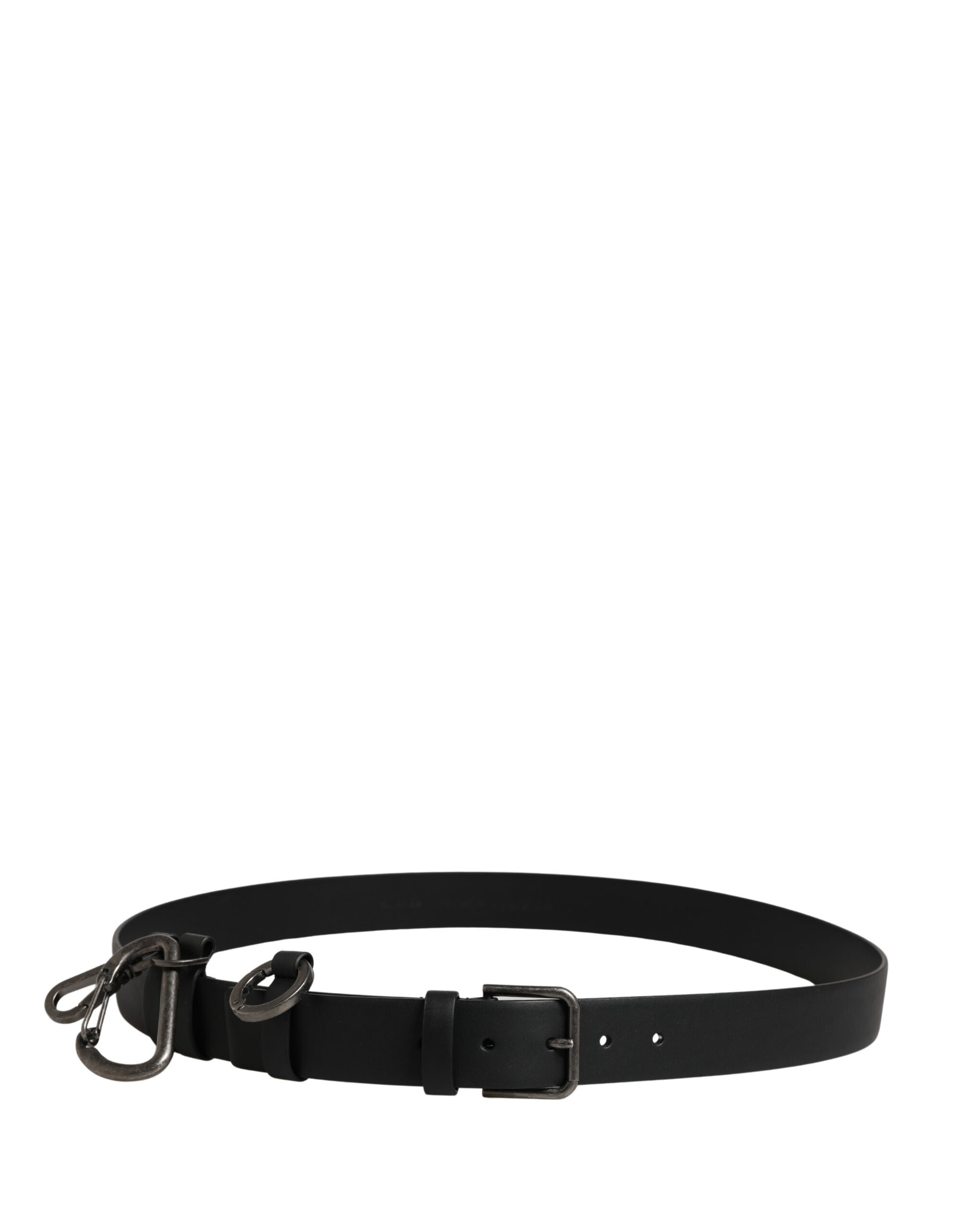 Dolce & Gabbana Black Calf Leather Silver Metal Buckle Belt Curated Luxury Accessories by Orvyn