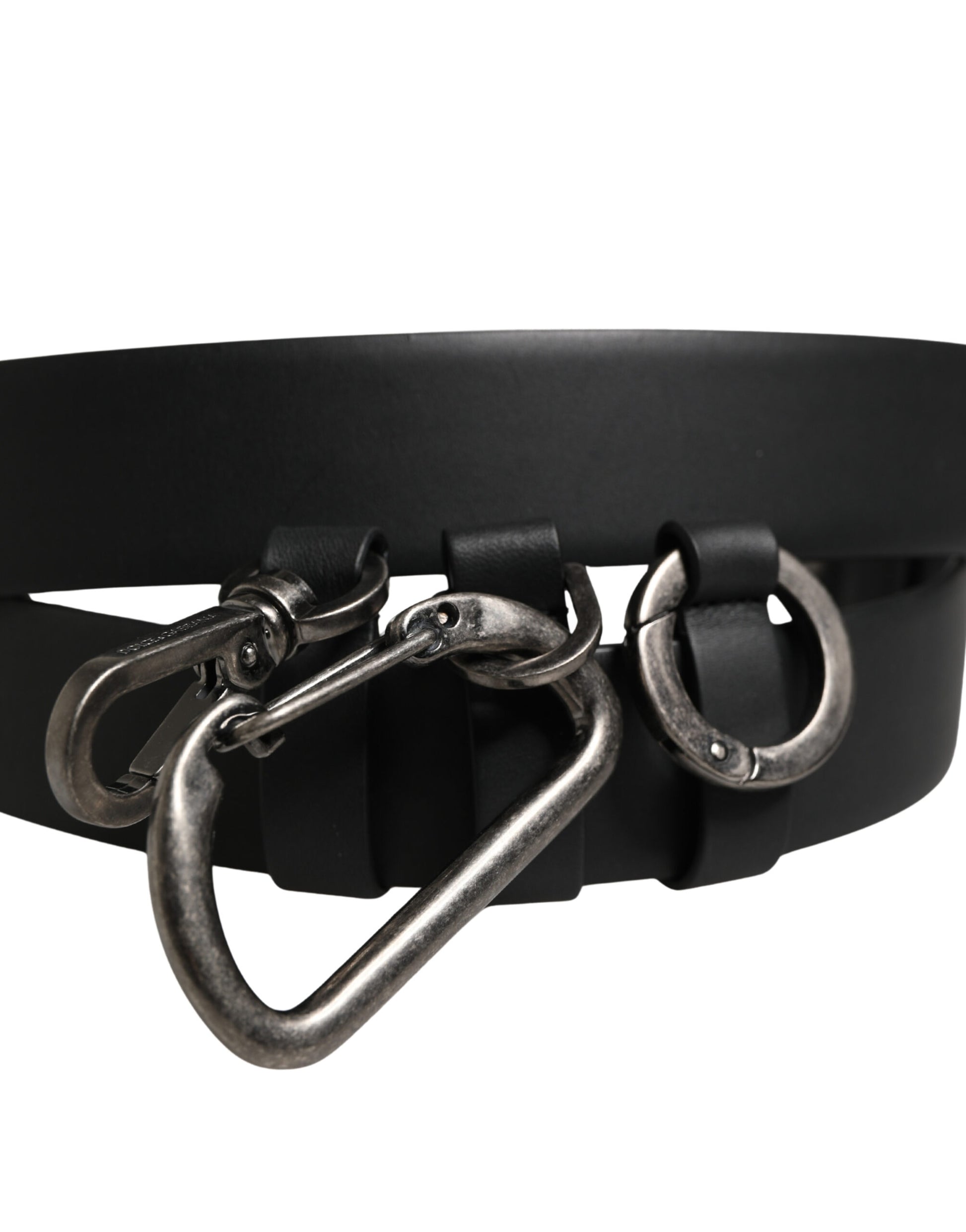 Dolce & Gabbana Black Calf Leather Silver Metal Buckle Belt Curated Luxury Accessories by Orvyn