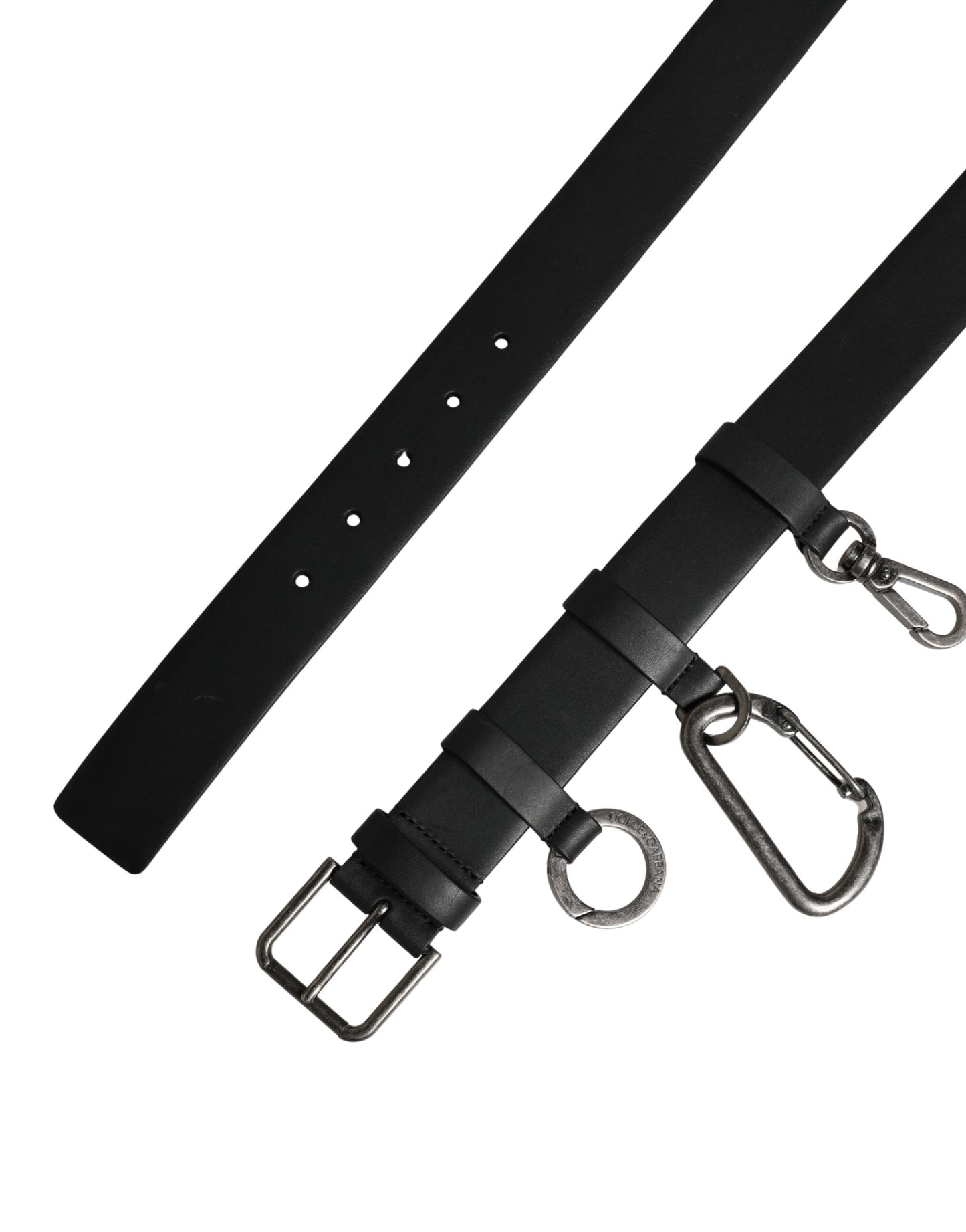 Dolce & Gabbana Black Calf Leather Silver Metal Buckle Belt Curated Luxury Accessories by Orvyn