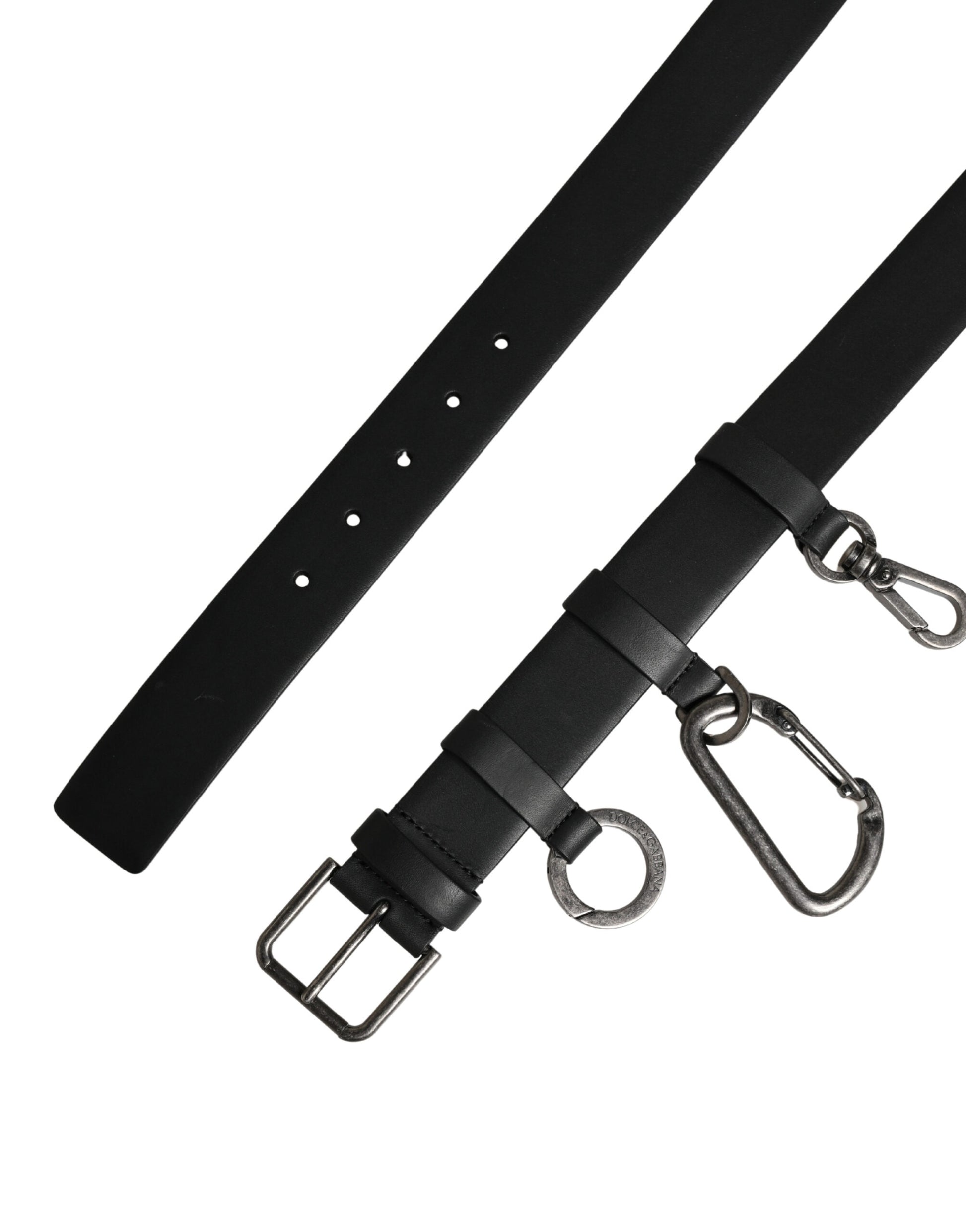 Dolce & Gabbana Black Calf Leather Silver Metal Buckle Belt Curated Luxury Accessories by Orvyn