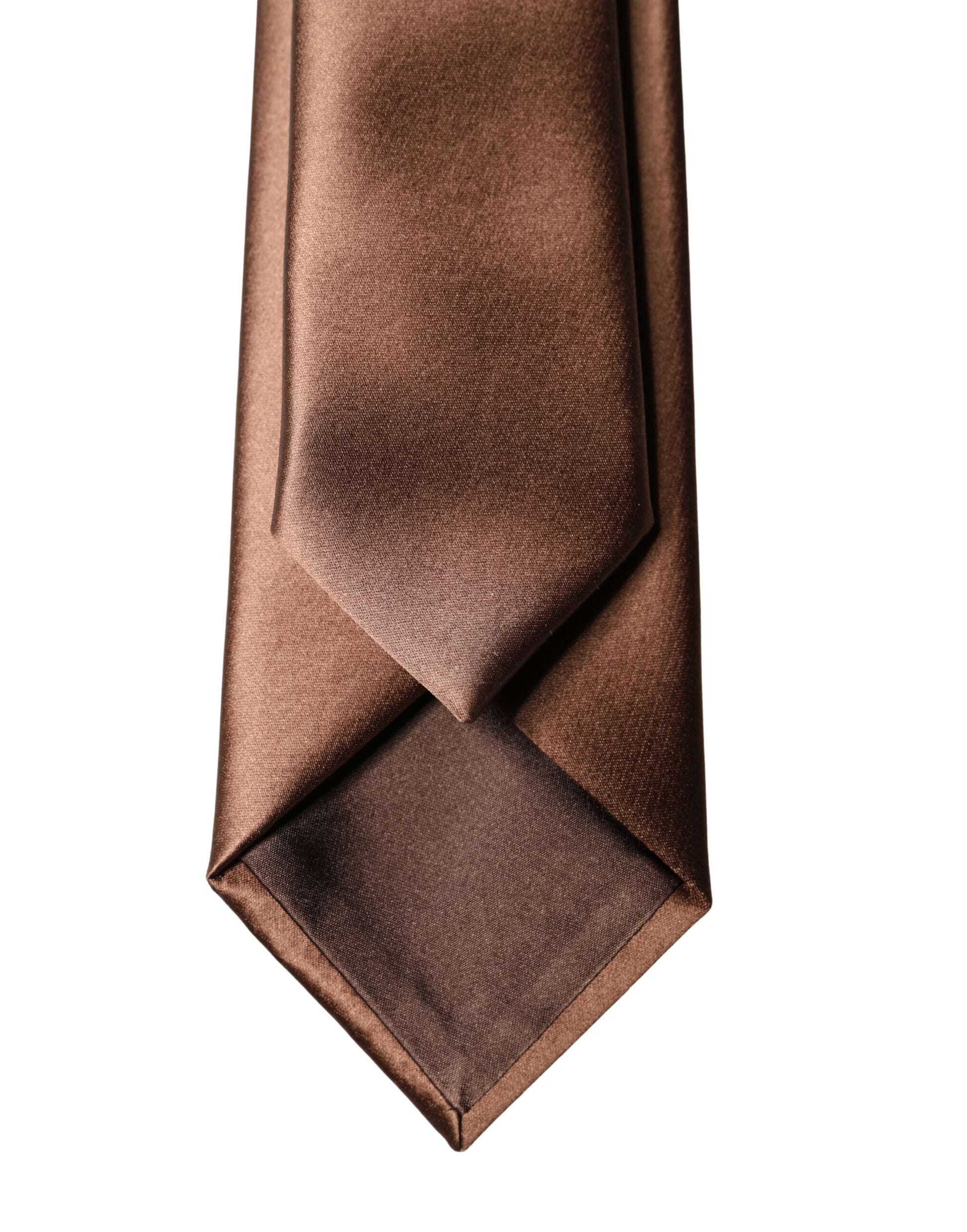 Dolce & Gabbana Brown Satin 100% Silk Wide Adjustable Men Necktie Tie Curated Luxury Accessories by Orvyn