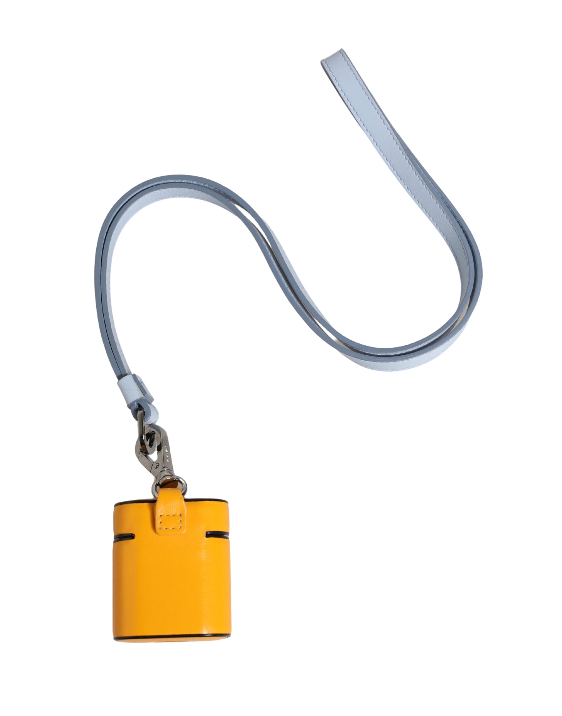 Dolce & Gabbana Case Yellow Calf Leather Logo Flip Holder Strap Airpods Curated Luxury Accessories by Orvyn