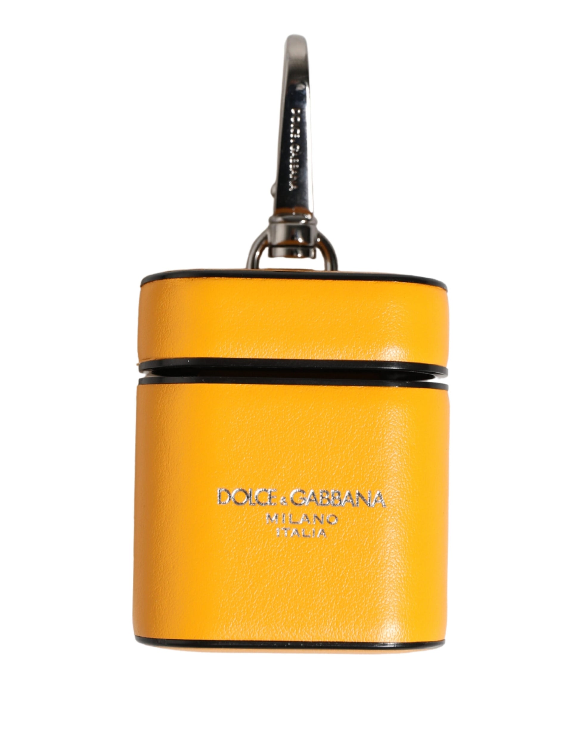Dolce & Gabbana Case Yellow Calf Leather Logo Flip Holder Strap Airpods Curated Luxury Accessories by Orvyn