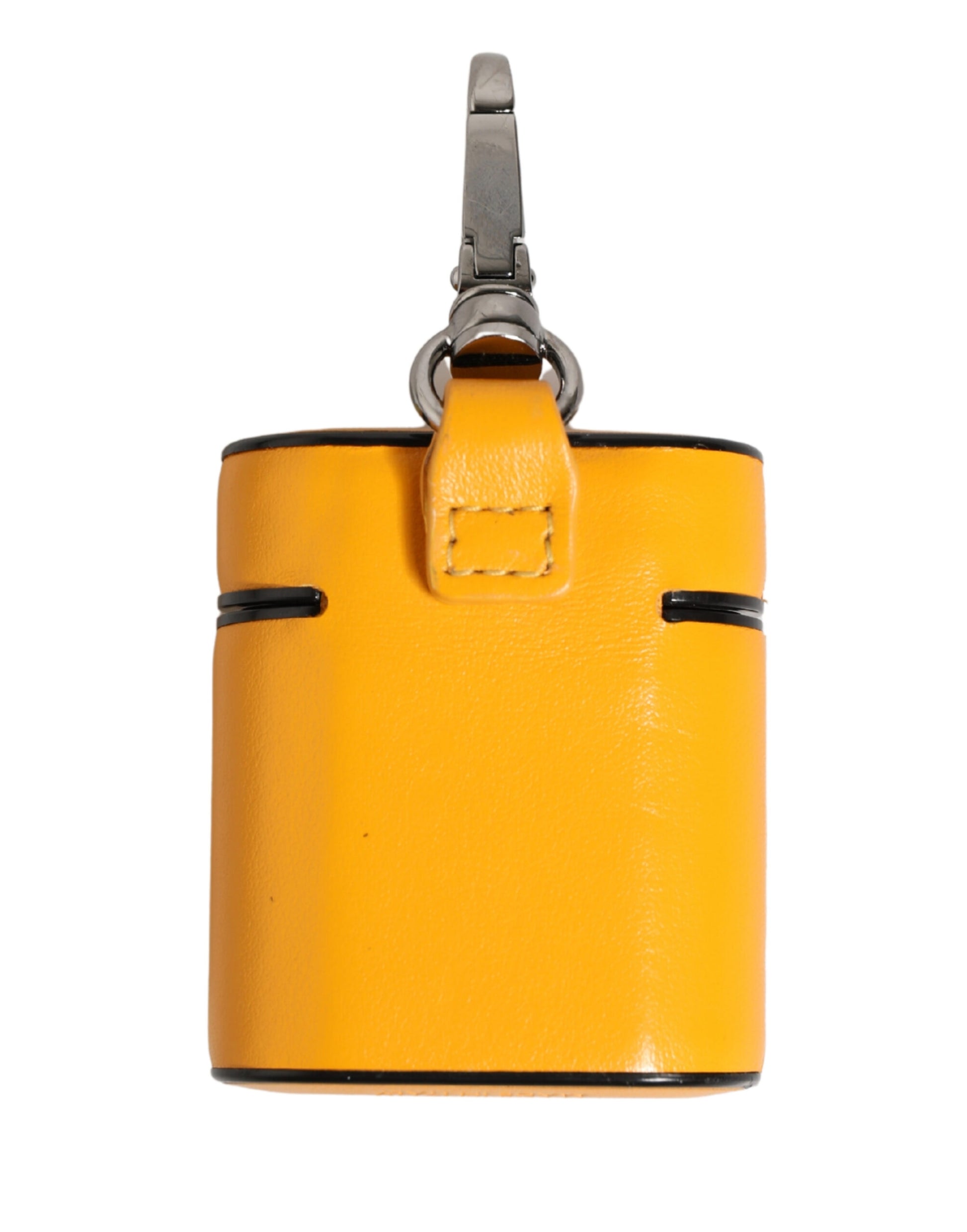 Dolce & Gabbana Case Yellow Calf Leather Logo Flip Holder Strap Airpods Curated Luxury Accessories by Orvyn