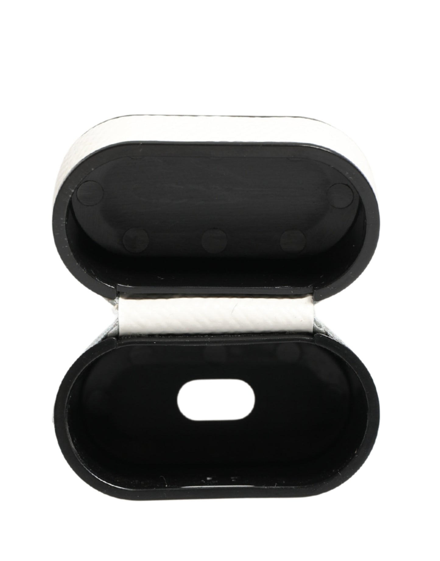Dolce & Gabbana White Calf Leather Logo Flip Holder Strap Airpods Case Curated Luxury Accessories by Orvyn