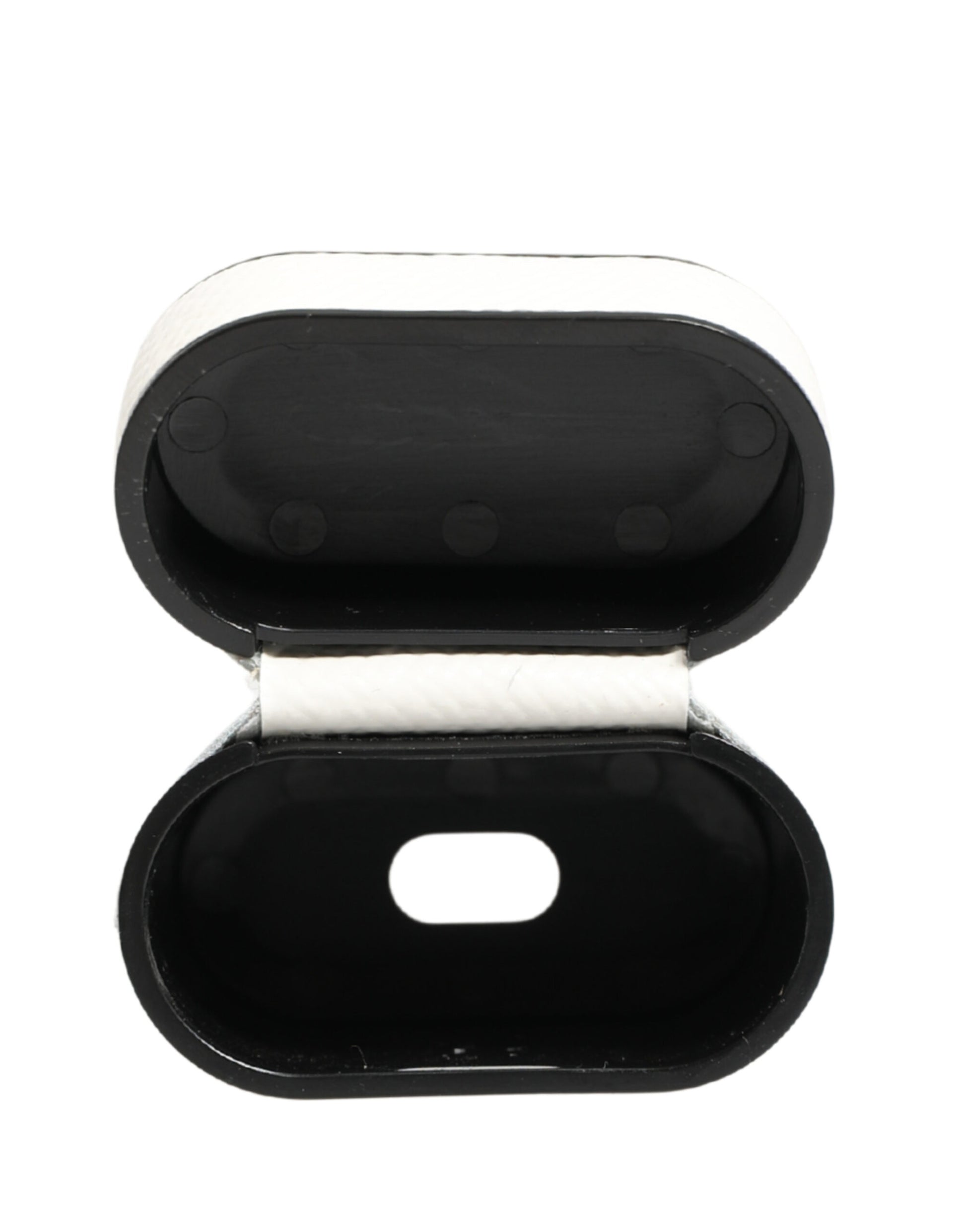 Dolce & Gabbana White Calf Leather Logo Flip Holder Strap Airpods Case Curated Luxury Accessories by Orvyn
