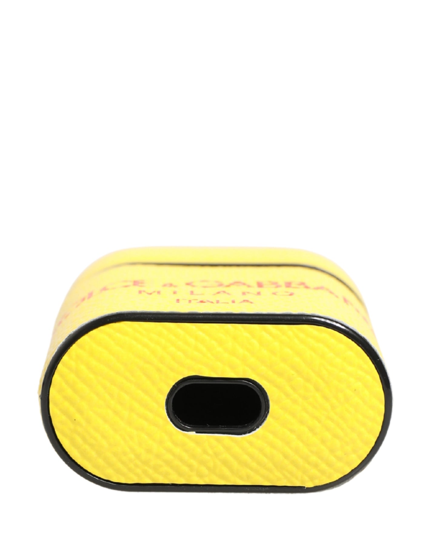 Dolce & Gabbana Yellow Calf Leather Logo Flip Holder Strap Airpods Case Curated Luxury Accessories by Orvyn