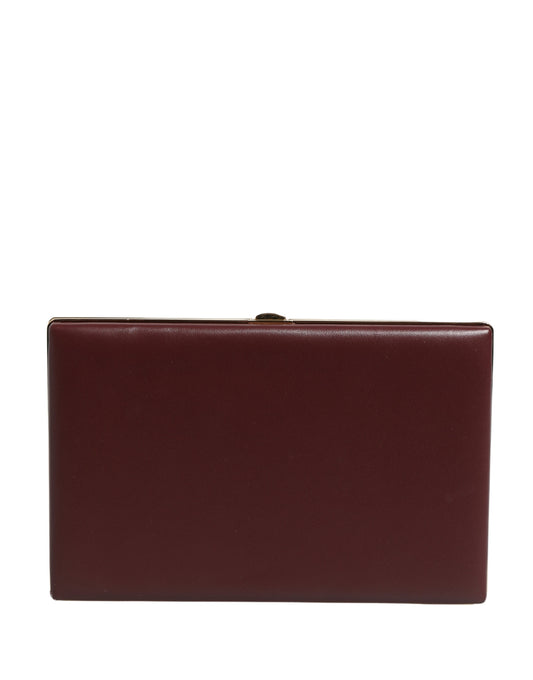 Dolce & Gabbana Brown Calfskin Leather Clutch Evening Women Purse Bag Curated Luxury Accessories by Orvyn