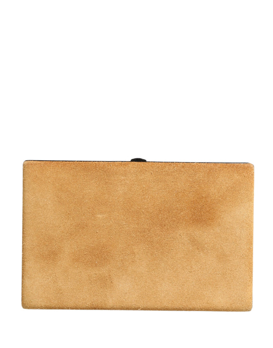 Dolce & Gabbana Beige Velvet Calf Leather Clutch Evening Women Purse Bag Curated Luxury Accessories by Orvyn