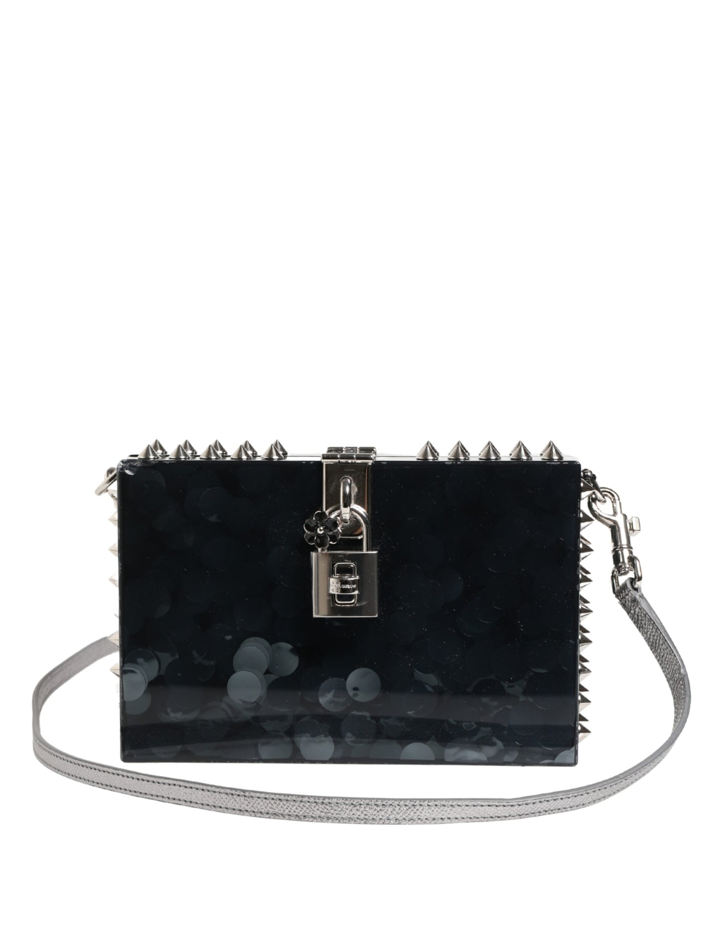 Dolce & Gabbana Black Acrylic Plexiglass Studded DOLCE BOX Clutch Bag Curated Luxury Accessories by Orvyn