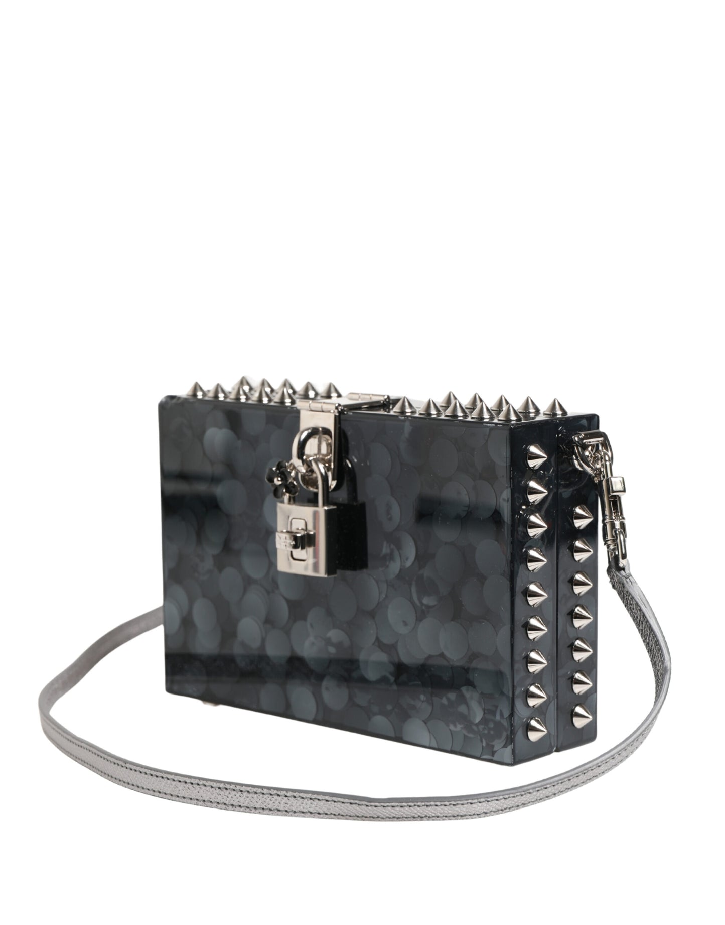 Dolce & Gabbana Black Acrylic Plexiglass Studded DOLCE BOX Clutch Bag Curated Luxury Accessories by Orvyn