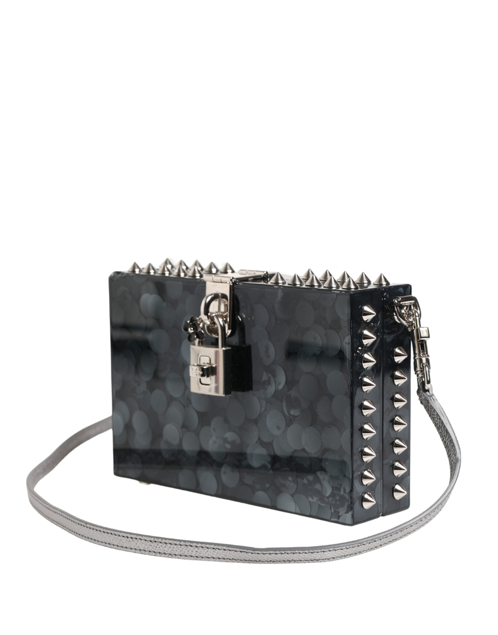 Dolce & Gabbana Black Acrylic Plexiglass Studded DOLCE BOX Clutch Bag Curated Luxury Accessories by Orvyn