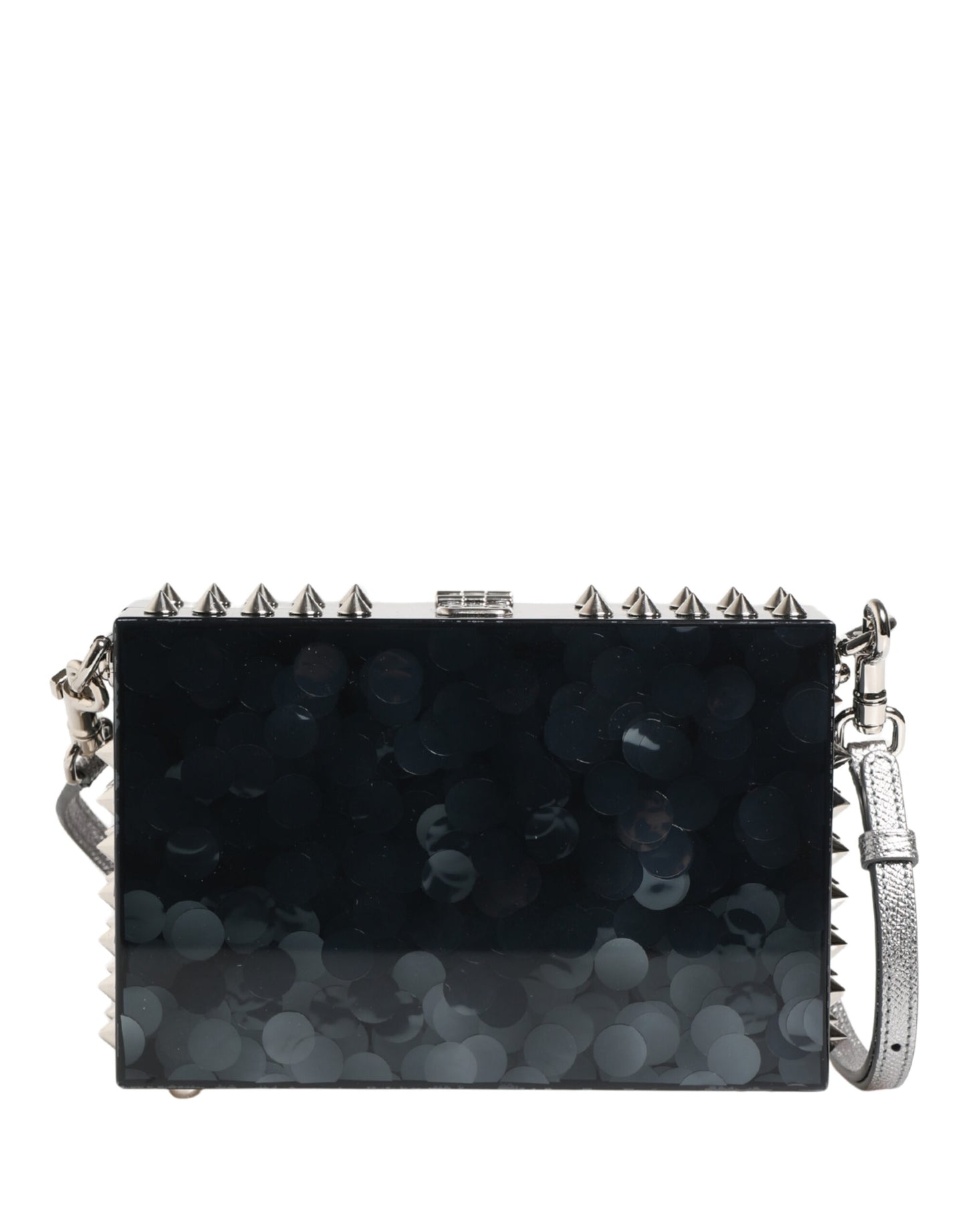 Dolce & Gabbana Black Acrylic Plexiglass Studded DOLCE BOX Clutch Bag Curated Luxury Accessories by Orvyn