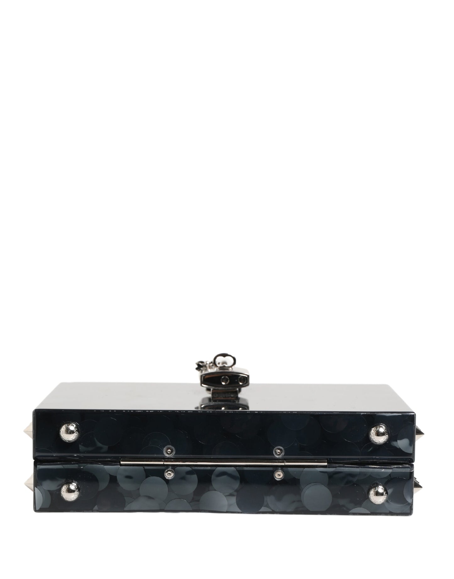 Dolce & Gabbana Black Acrylic Plexiglass Studded DOLCE BOX Clutch Bag Curated Luxury Accessories by Orvyn