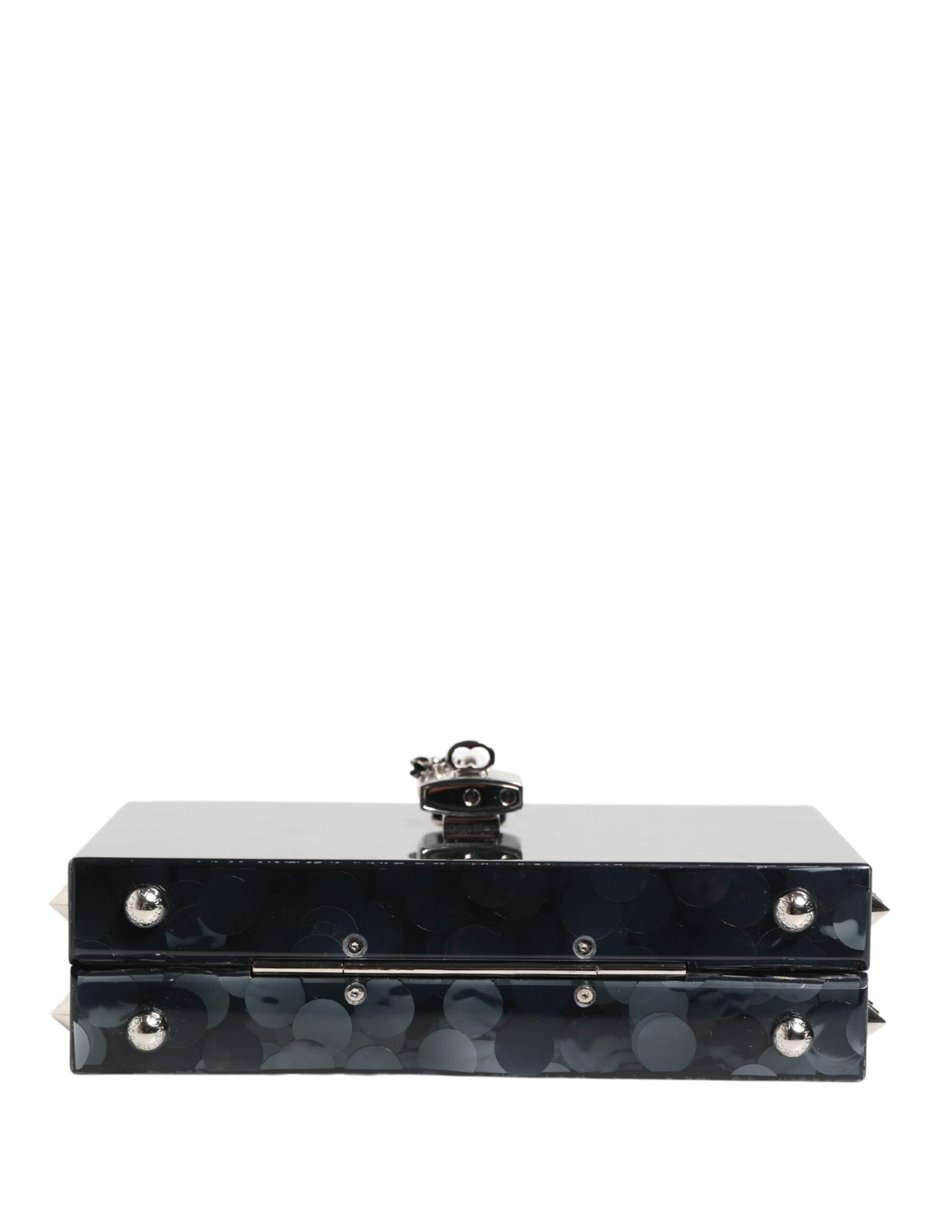 Dolce & Gabbana Black Acrylic Plexiglass Studded DOLCE BOX Clutch Bag Curated Luxury Accessories by Orvyn