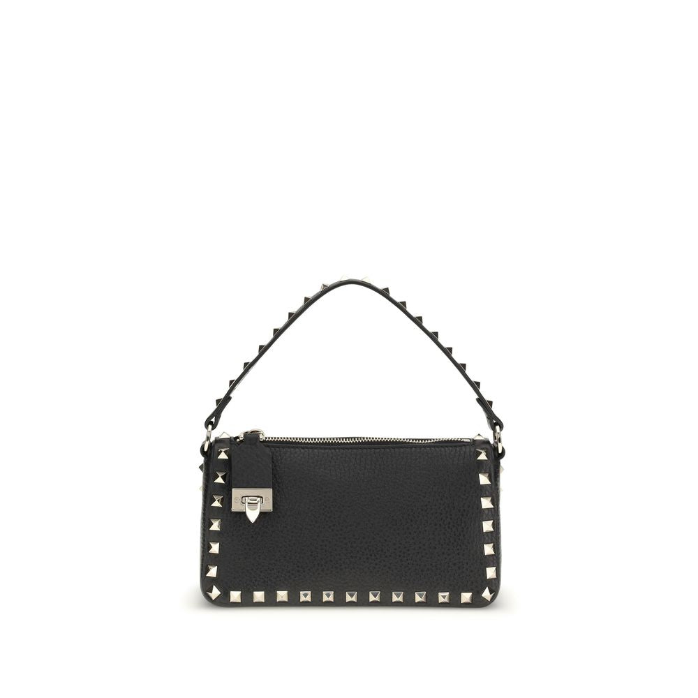 Valentino Garavani Black Calf Leather Bos Taurus Shoulder Bag Curated Luxury Accessories by Orvyn