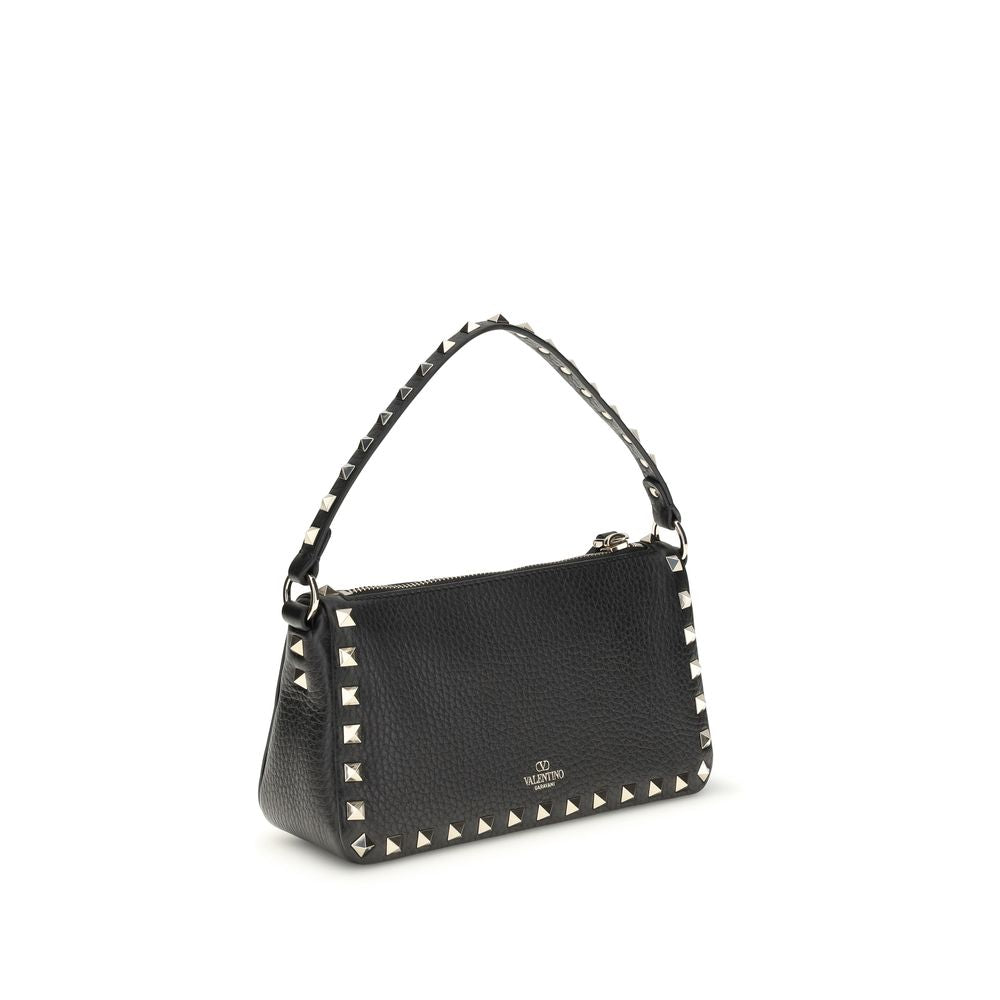 Valentino Garavani Black Calf Leather Bos Taurus Shoulder Bag Curated Luxury Accessories by Orvyn