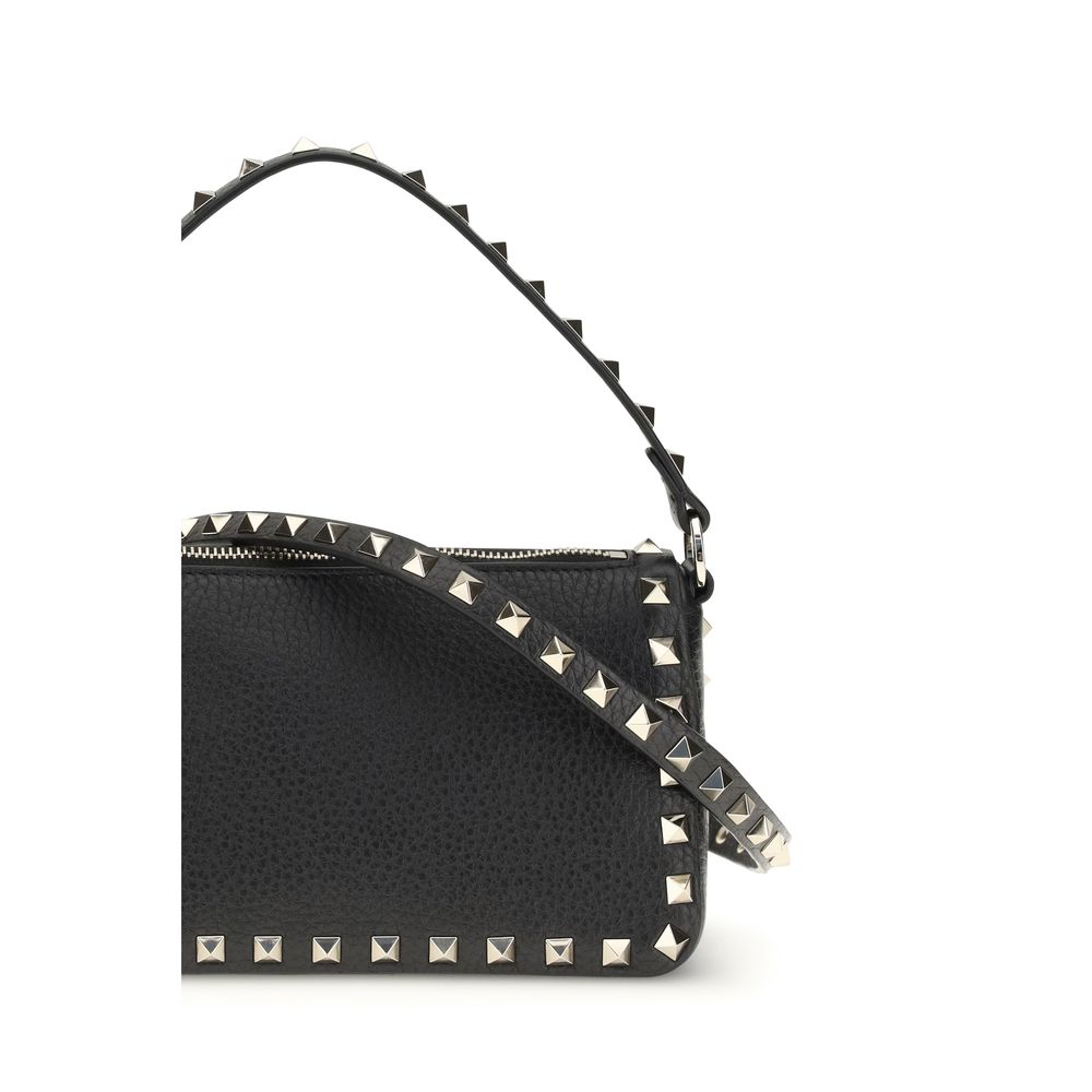 Valentino Garavani Black Calf Leather Bos Taurus Shoulder Bag Curated Luxury Accessories by Orvyn