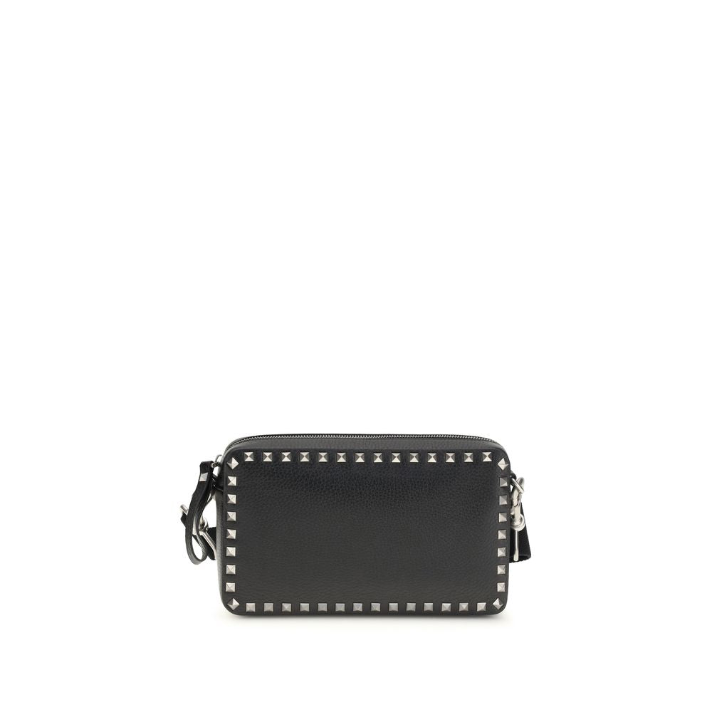 Valentino Garavani Black Calf Leather Bos Taurus Shoulder Bag Curated Luxury Accessories by Orvyn