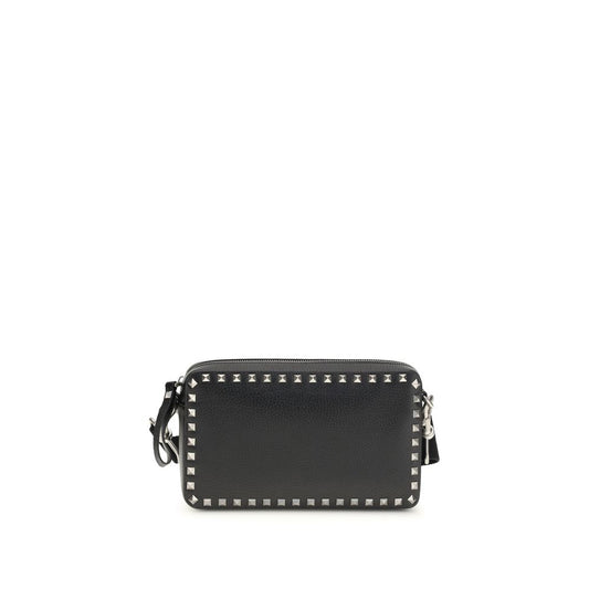 Valentino Garavani Black Calf Leather Bos Taurus Shoulder Bag Curated Luxury Accessories by Orvyn
